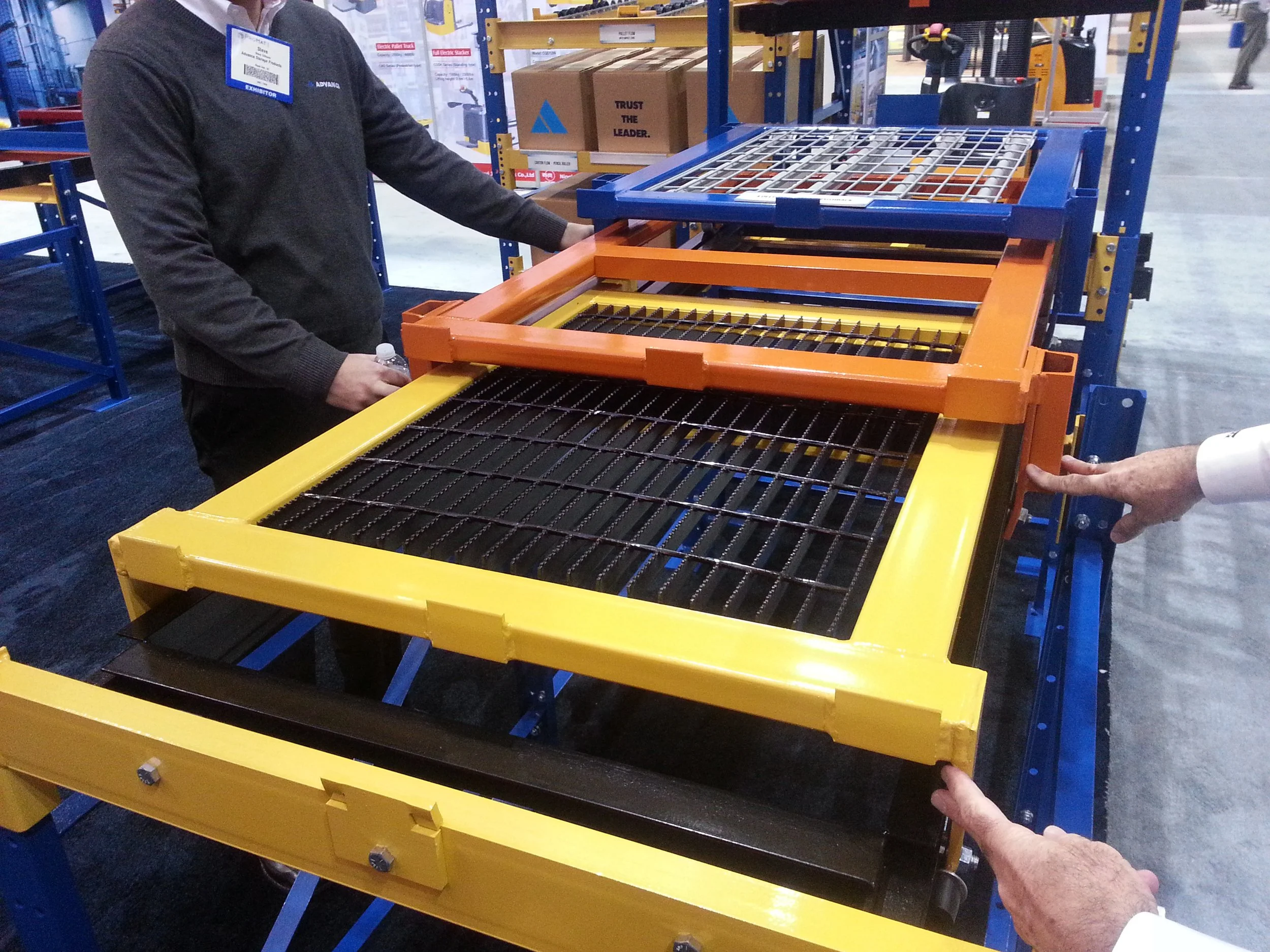 Three full support pushback racks trays.