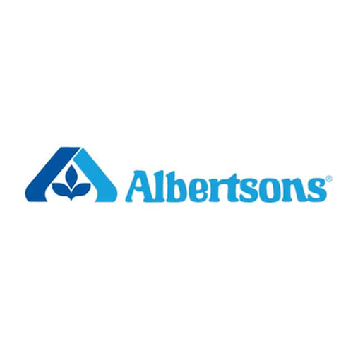 Albertsons logo with a blue triangular icon and the word 'Albertsons' in blue text.