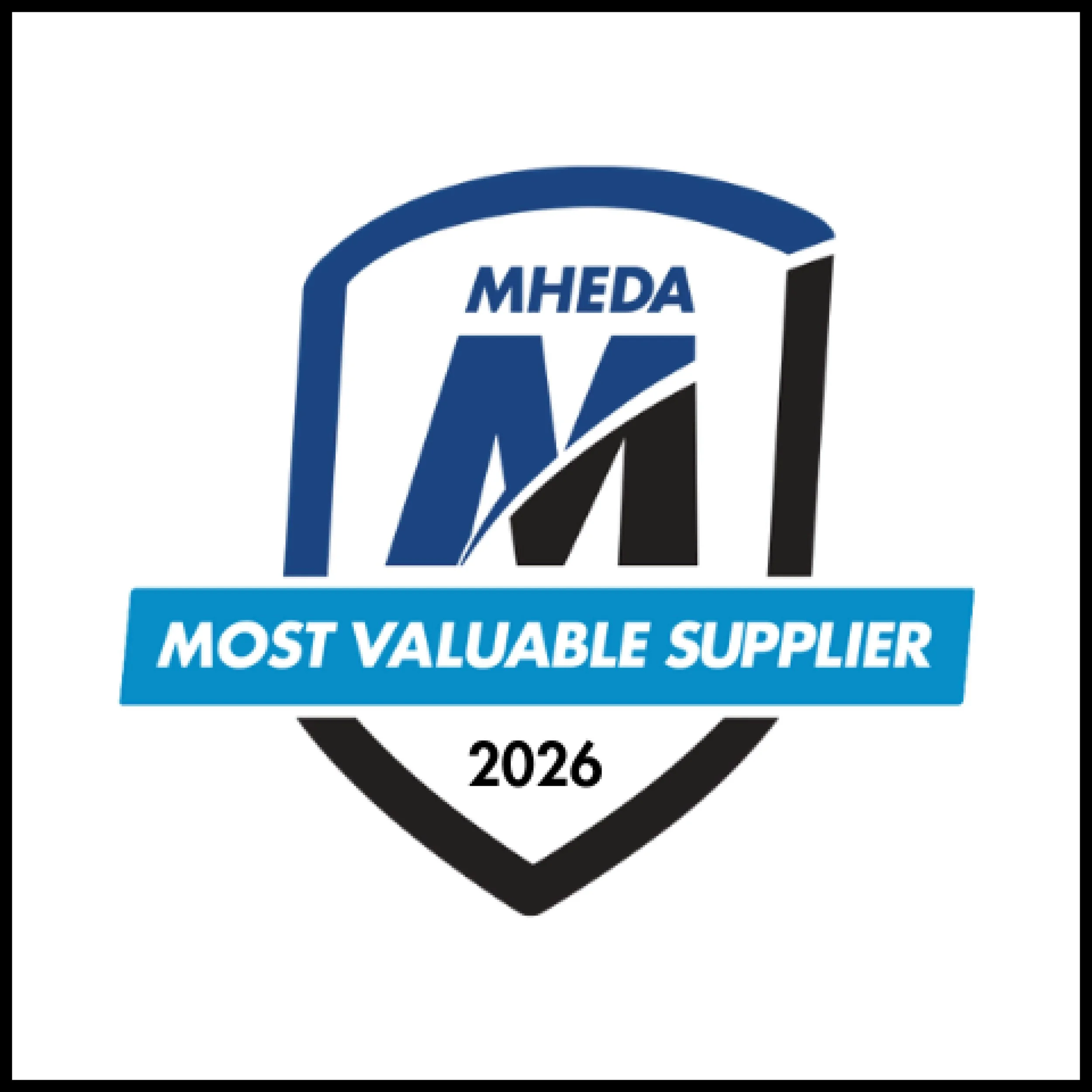A badge with a black border and a blue and white design, featuring the words 'MOST VALUABLE SUPPLIER' and the year '2026' at the bottom.