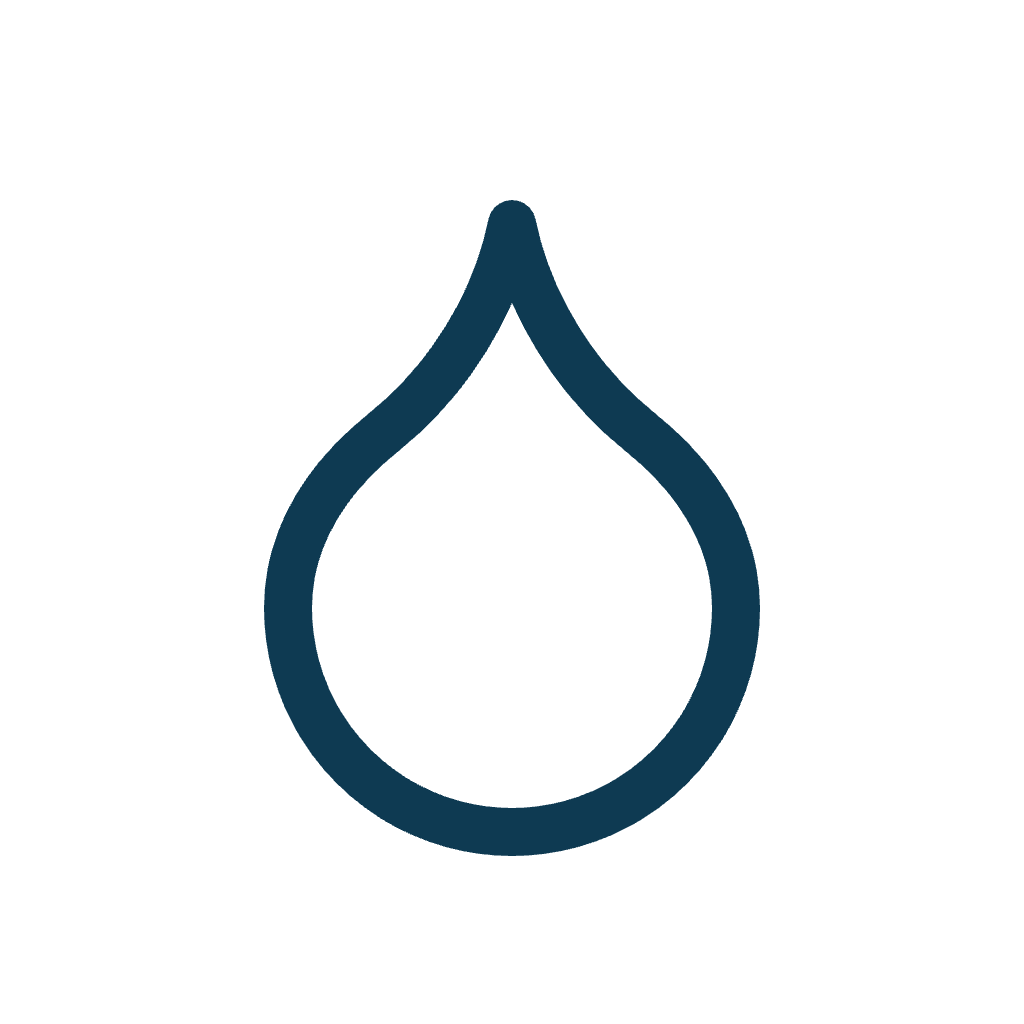 Logo of a water droplet with the words "Pure Water" written inside