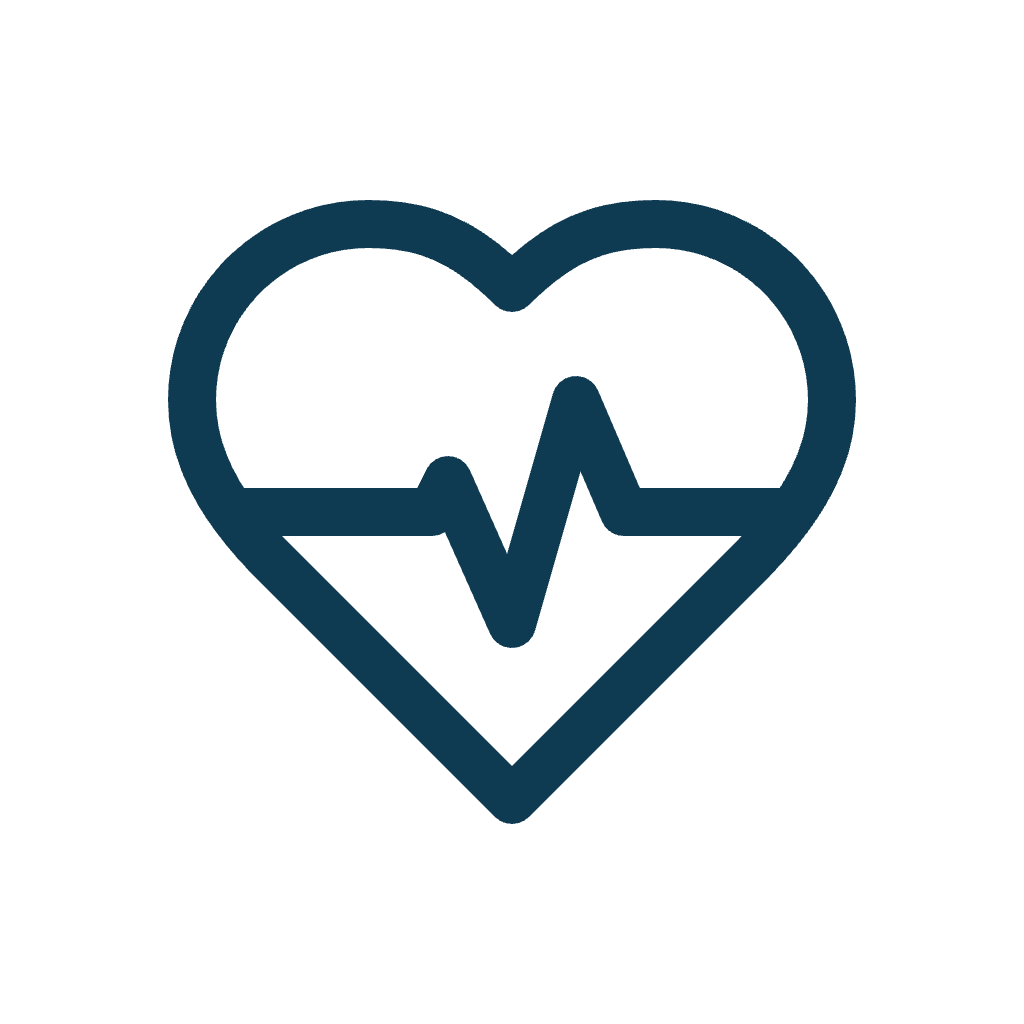 Outline of a heart with a medical heartbeat line inside.