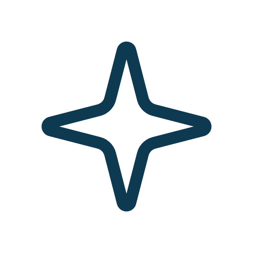 Outline of a star-shaped sparkle or twinkle icon, blue color on black background.