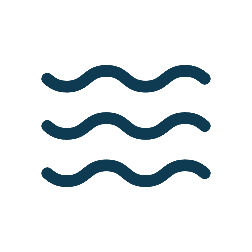 Icon depicting three wavy lines stacked vertically against a white background.