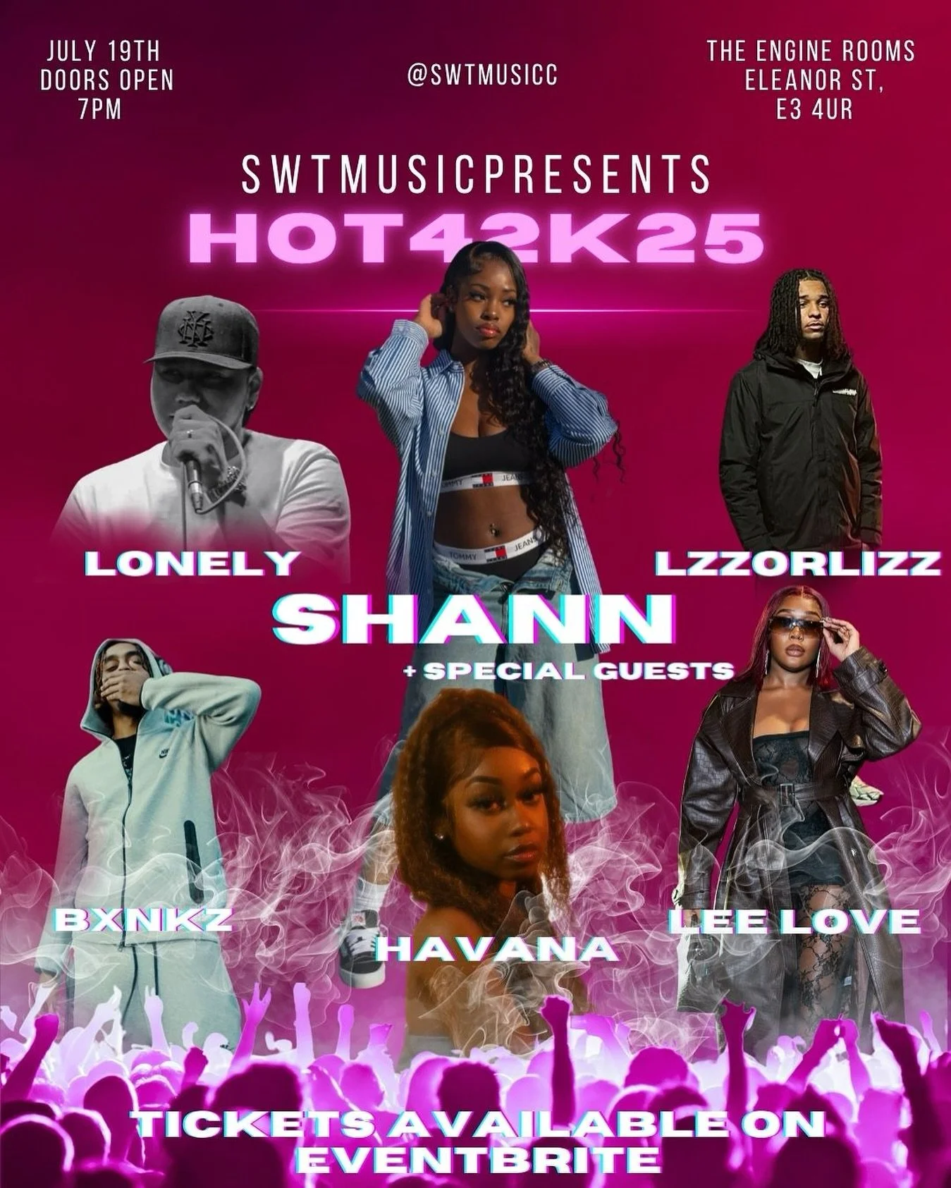 Introducing our Hot42K25 Line Up‼️

Headlining we have @darealshann_ 

With support from:
@___leelove_ 
@bxnkztwyo 
@itshavanaofficial 
@lonely_music26 
@lzzorlizz 

Join us on the 19th of July for a spectacular night of performances🔥

Tickets out n