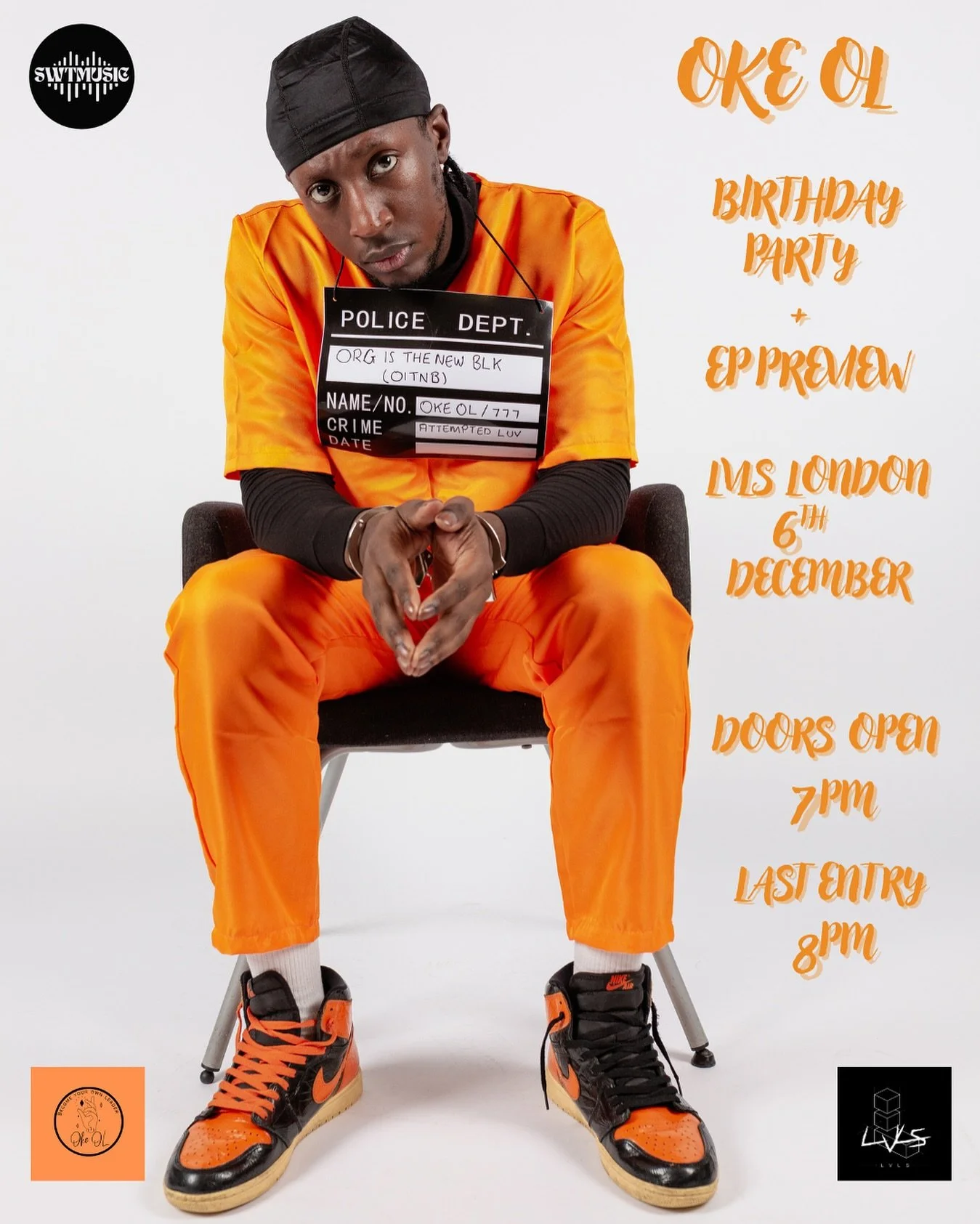 It&rsquo;s a celebration🎉

Oke OL&rsquo;s Birthday Party &amp; EP Preview of the upcoming tape: Orange is the new black 🟠⚫️

DJs @90sbella_ spinning all night
Dress code: Orange

@lvls.london 6th December 7pm-12am
Doors close at 8pm sharp

Limited 
