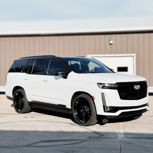Cadillac Escalade with window tint and Vossen wheels installed by Pence Motorsports