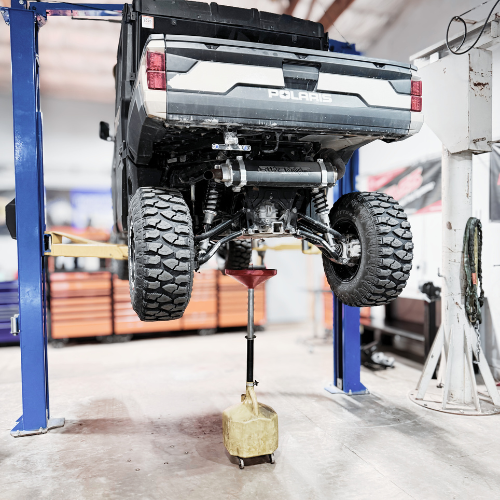Polaris Ranger during routine oil change service at Pence Motorsports