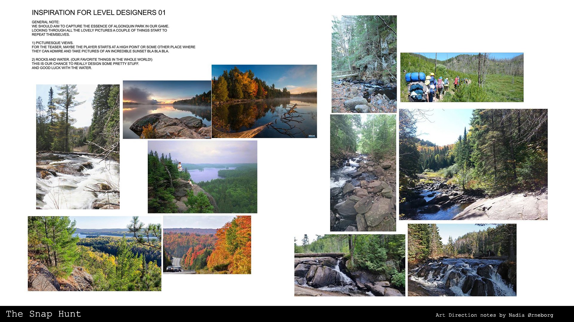 A collage of outdoor nature scenes featuring lakes, rivers, forests, and waterfalls, with people hiking and enjoying the scenery.