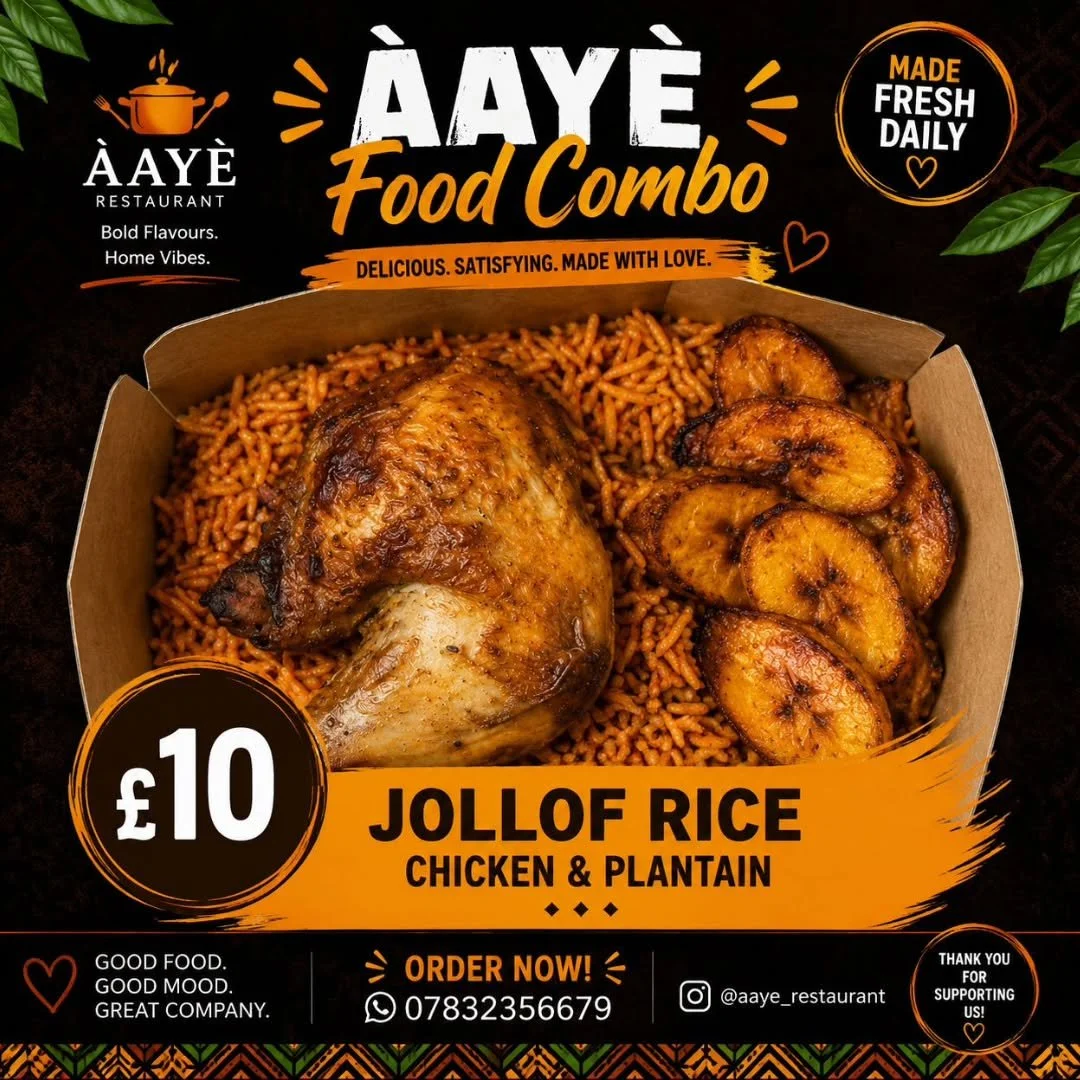 Our Combo deals- jollof, plantain and chicken for just &pound;10 pounds🤤
Mouth Watering meals and delicious prices. 
#london #nigerian #nigerianfood