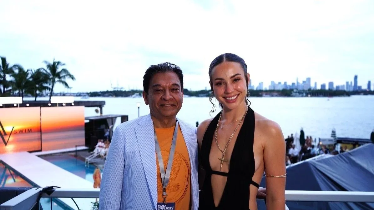 Miami Swim Week: The Shows CEO Sean Rashid and Charly Jordan overlooking the runway.
