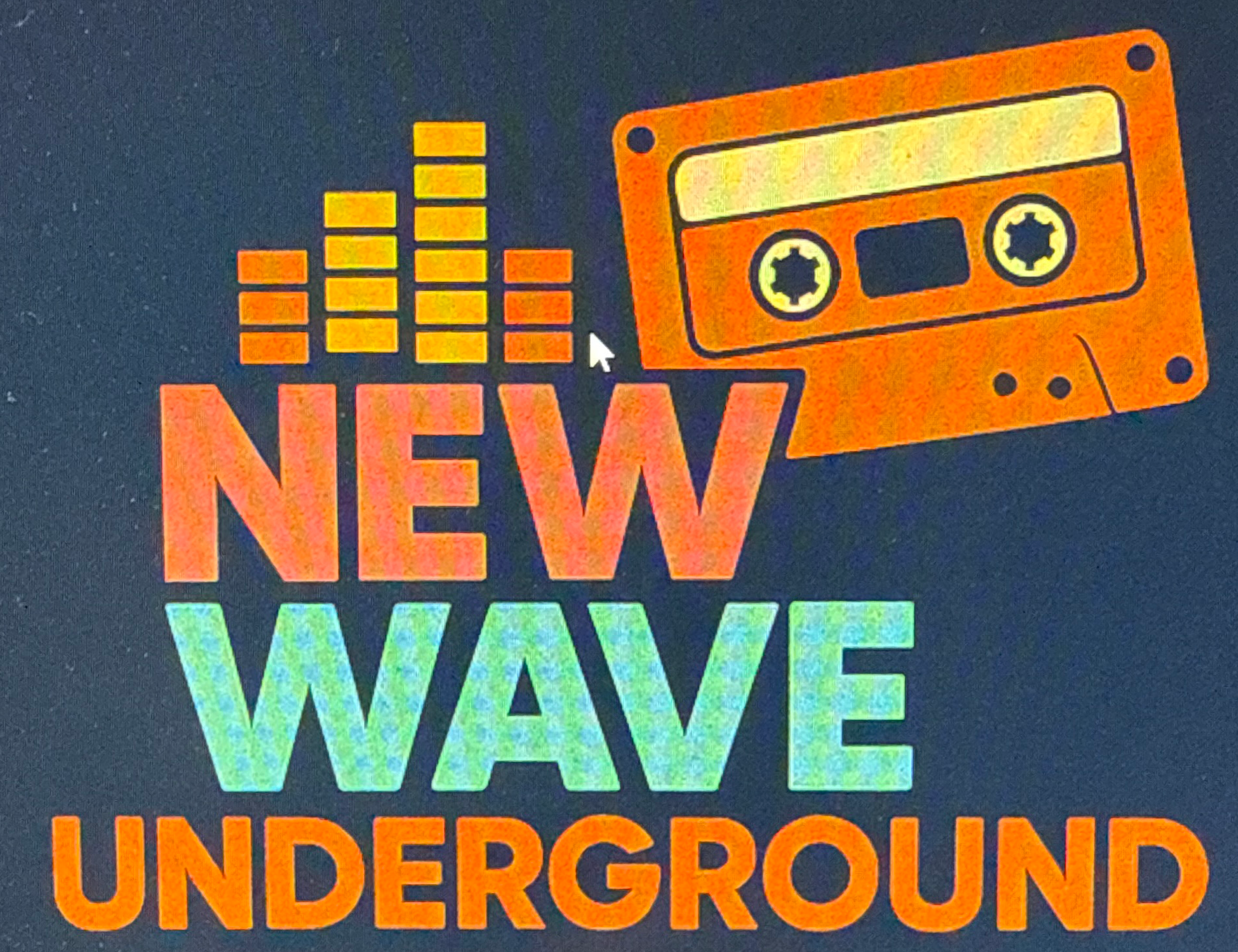 A colorful graphic features a cassette tape, a set of equalizer bars, and the text 'NEW WAVE UNDERGROUND' in bright colors.