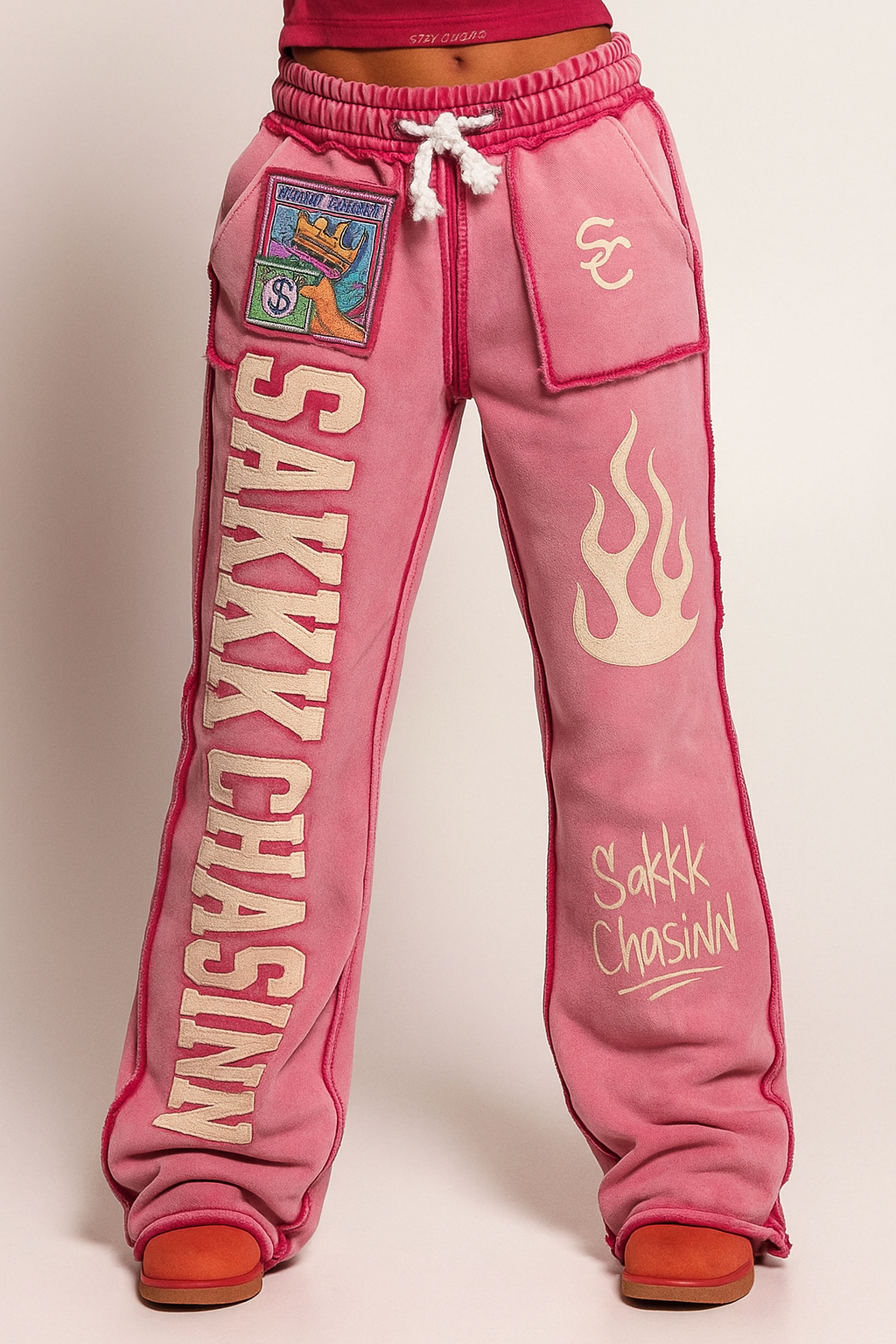 'Pink Flame Chasin' Flared Sweatpants
