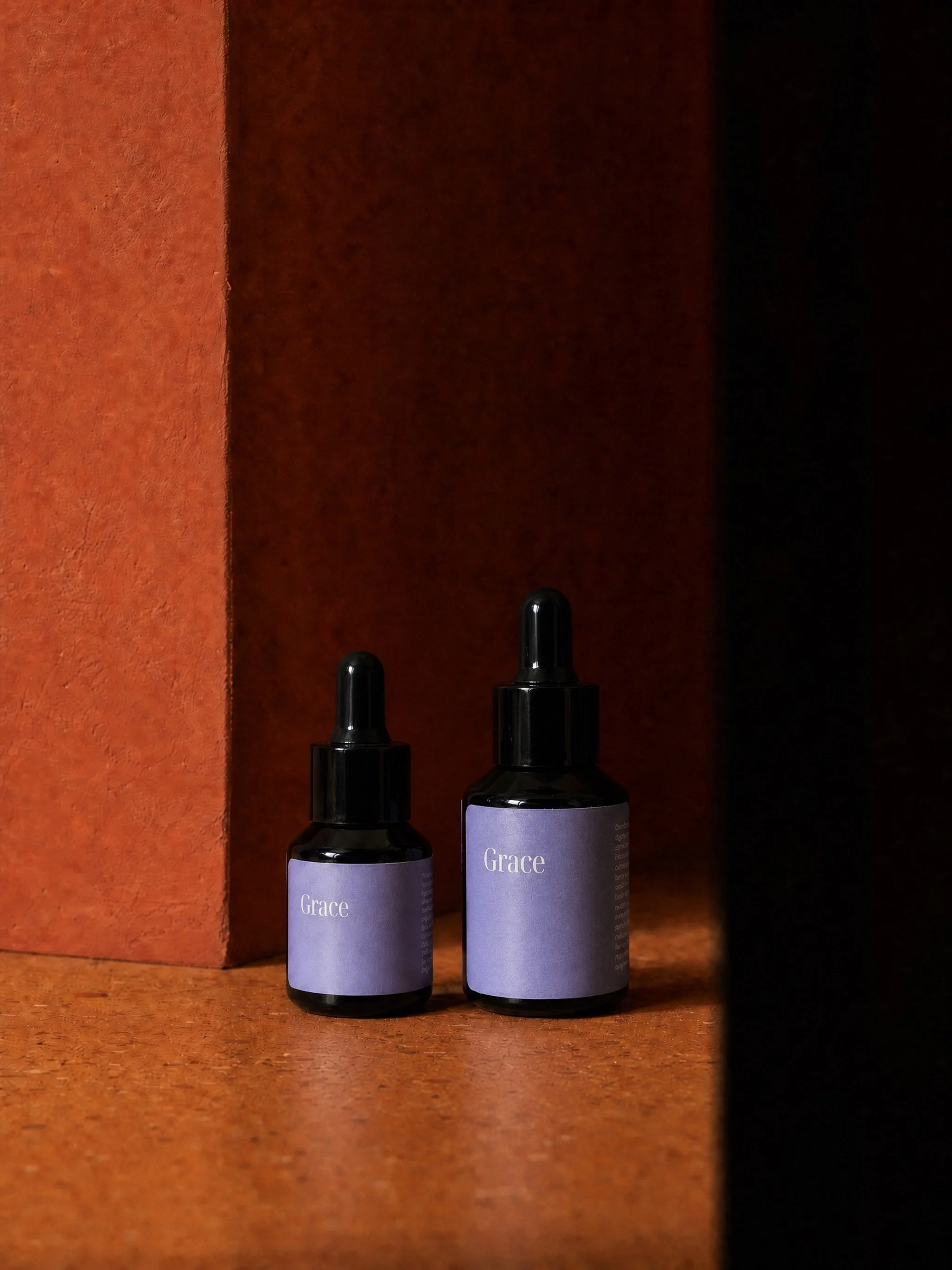 Grace, in two sizes. 
The 15ml was created as a considered introduction &mdash; ideal for trying Grace, travelling with it, or offering it as a small ritual gift.

The 30ml is for those who know they want Grace beside them daily: a quiet, nourishing 