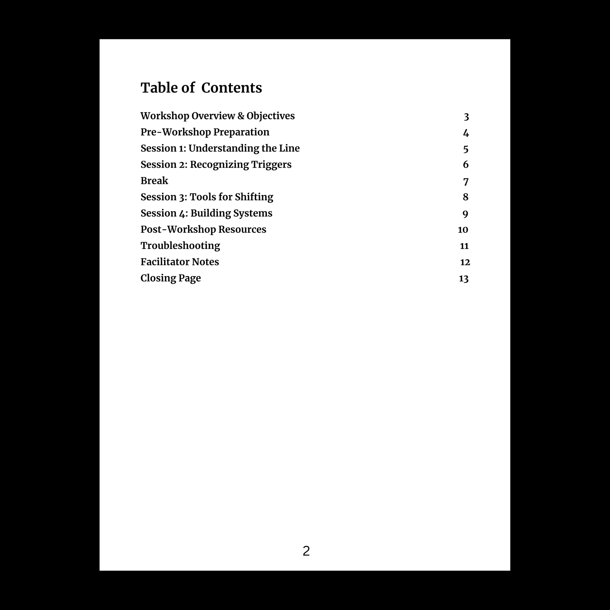 2. Workshop Structure