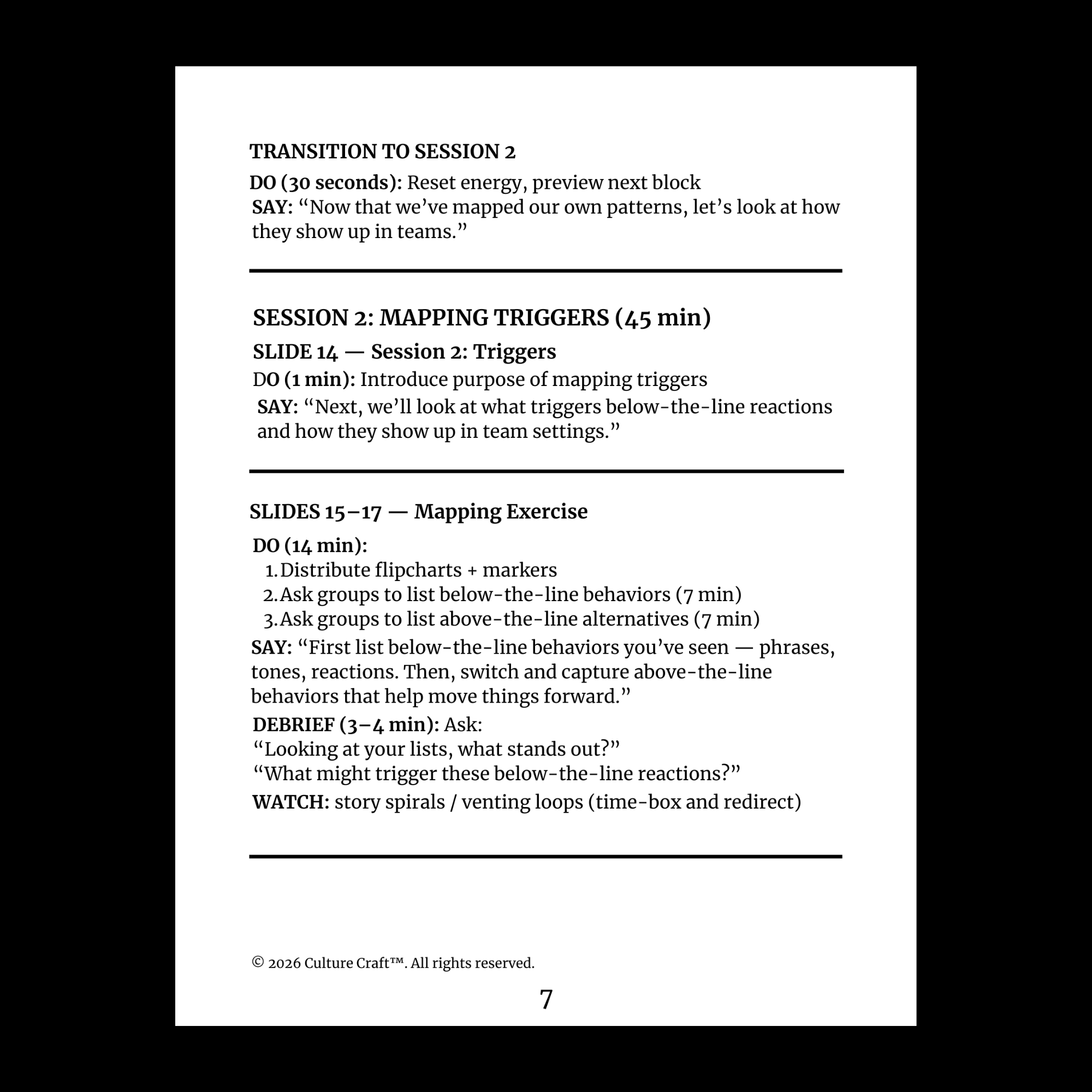 5. Facilitator Script sample Page