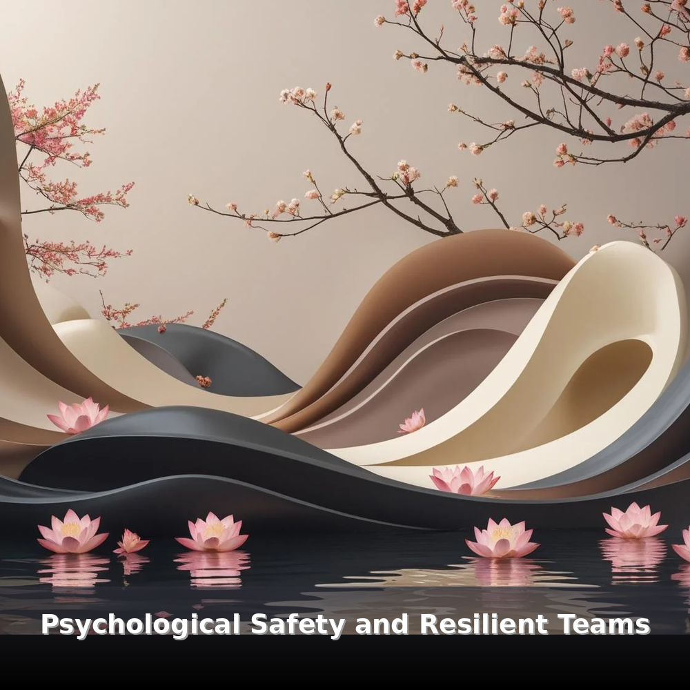 Abstract interwoven cream and charcoal shapes with soft motion lines representing trust, connection, and team resilience — hero image for the Psychological Safety & Resilient Teams workshop.