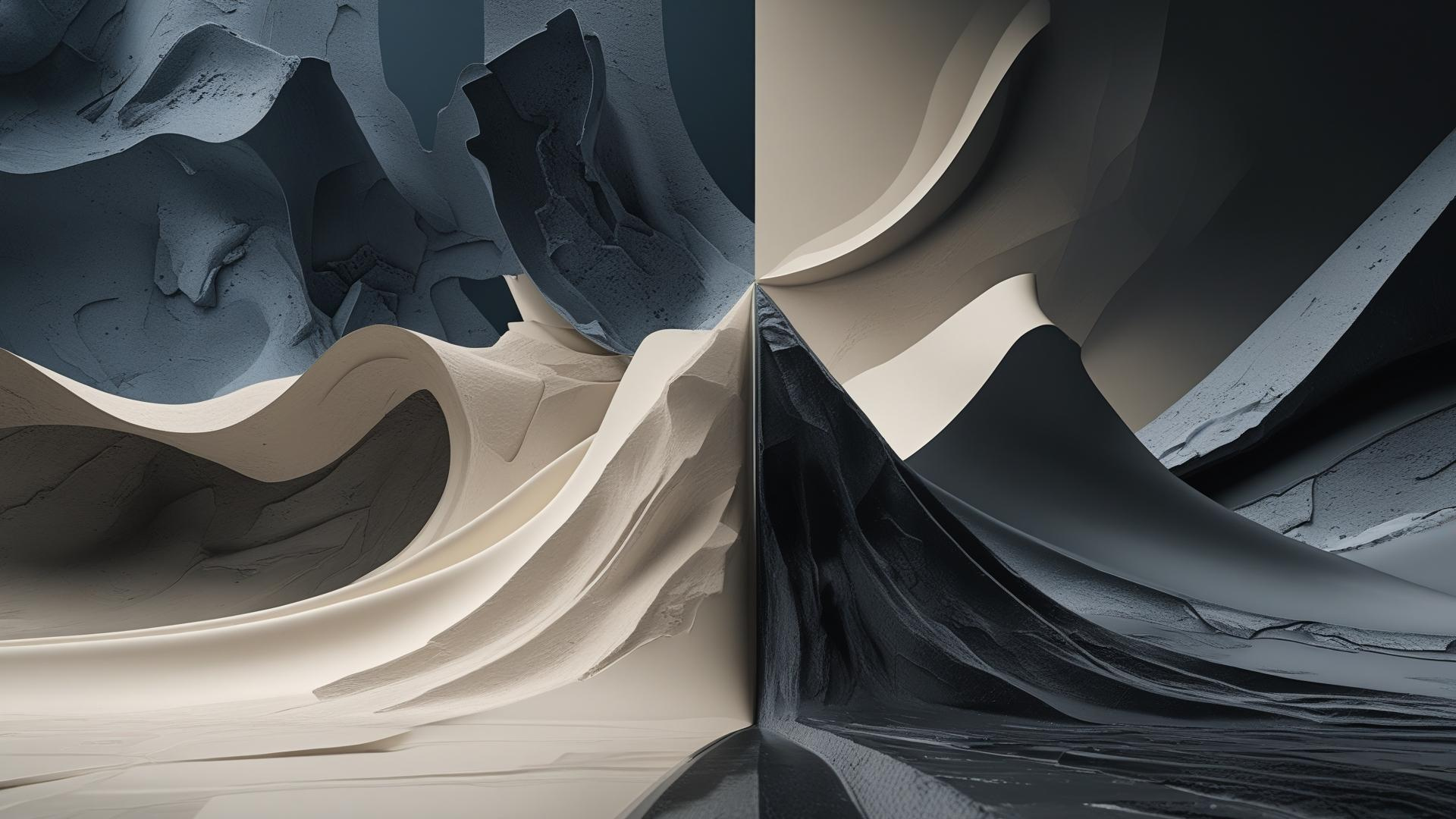 Abstract digital art showing a sharp vertical split: on one side, a glowing gold geometric structure ascends, while on the other, a dark structure crumbles into charcoal dust, symbolizing the gap between AI-enabled organizations and those left behind