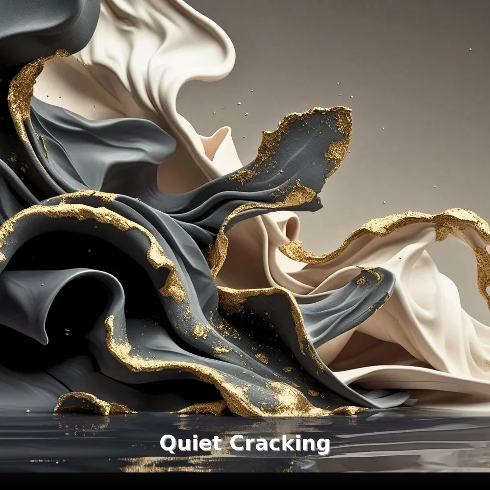 Abstract flowing shapes in cream, taupe, and deep indigo representing awareness and emotional movement — hero image for the Quiet Cracking workshop.