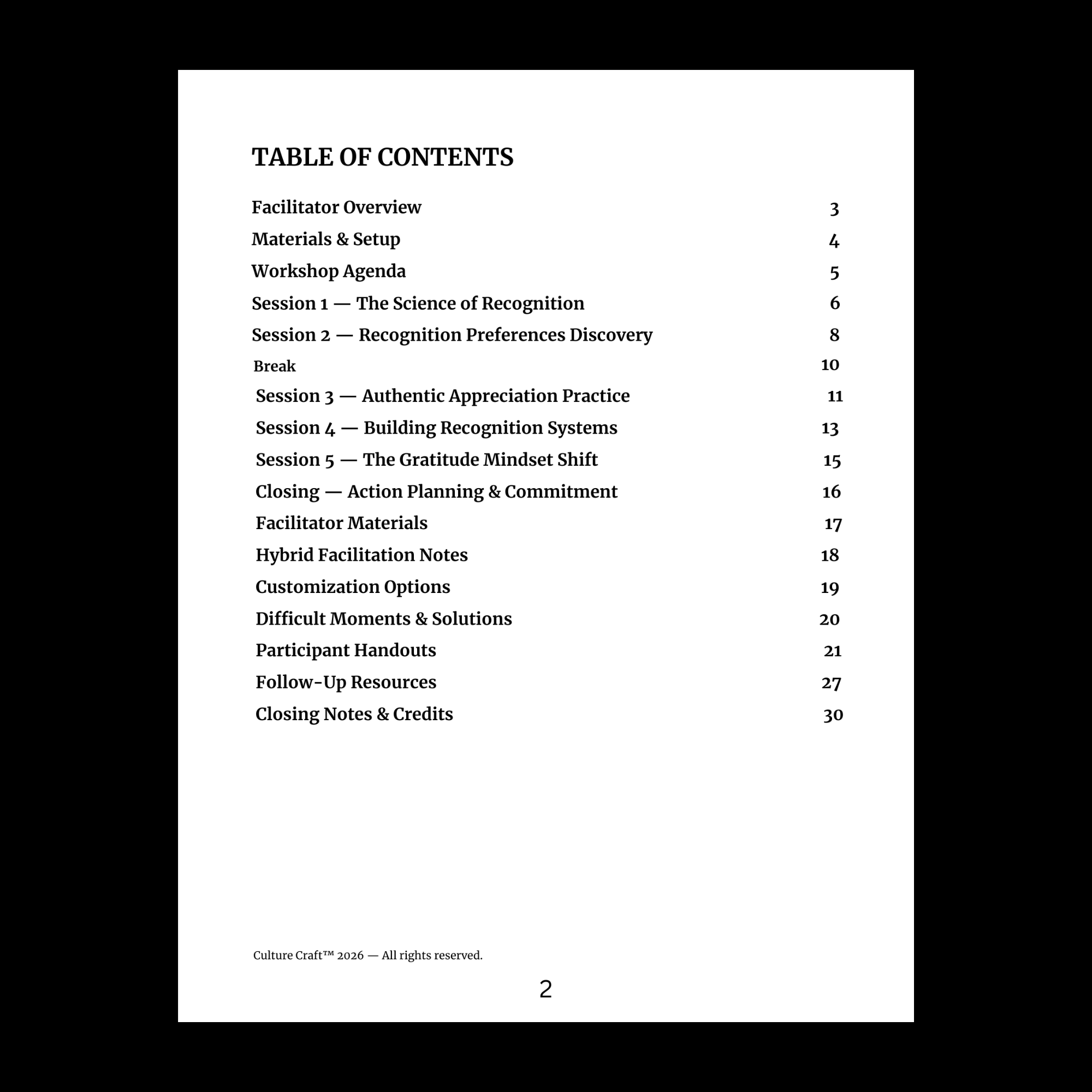 2. Workshop Structure