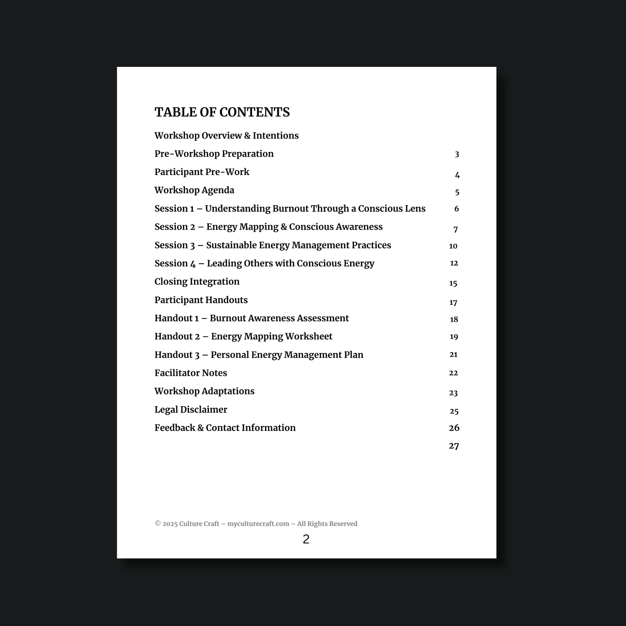 3. Workshop Structure