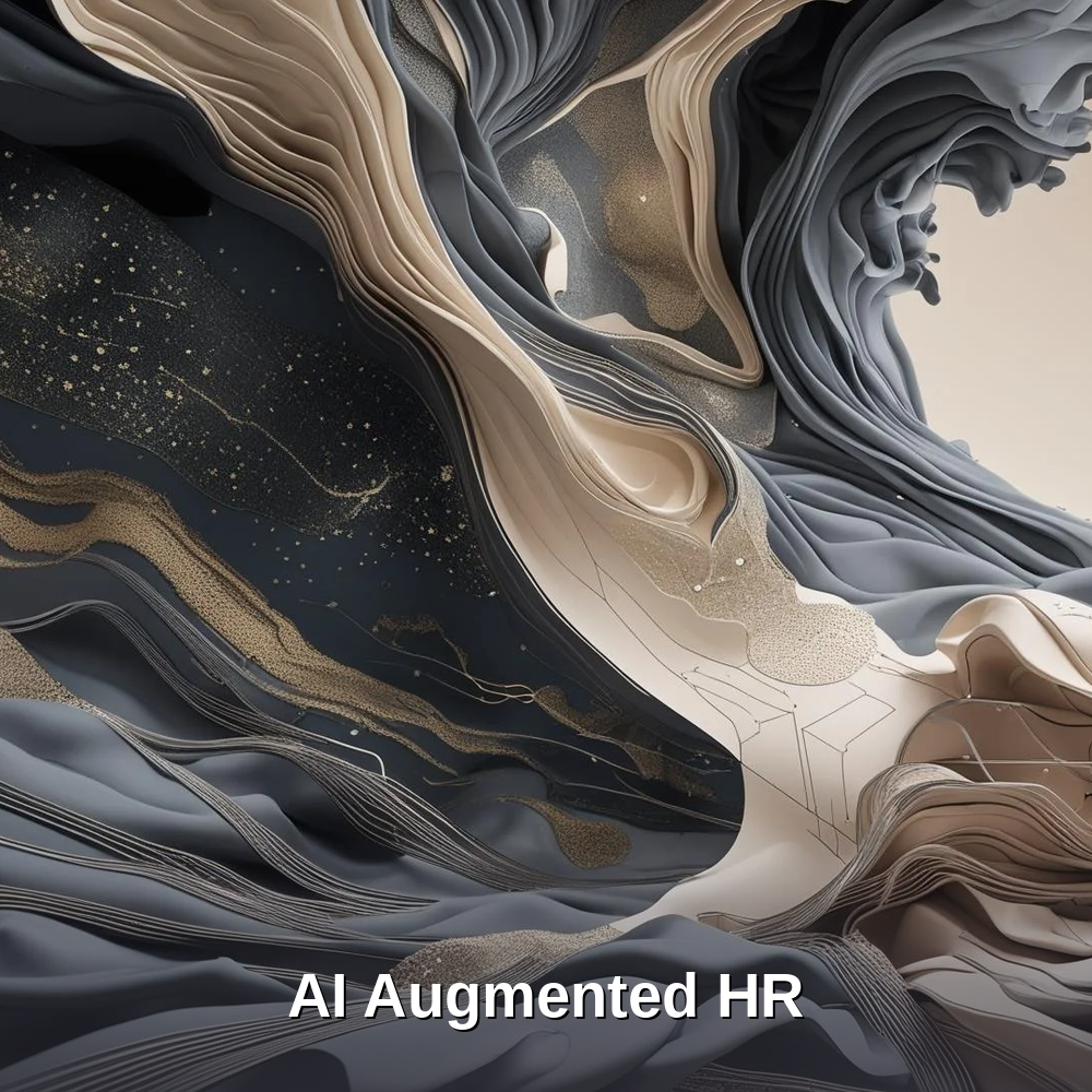 Abstract indigo and cream geometric shapes with subtle digital lines symbolizing AI-enabled workflows, ethical augmentation, and future-ready HR teams — hero image for the Leading With AI workshop.