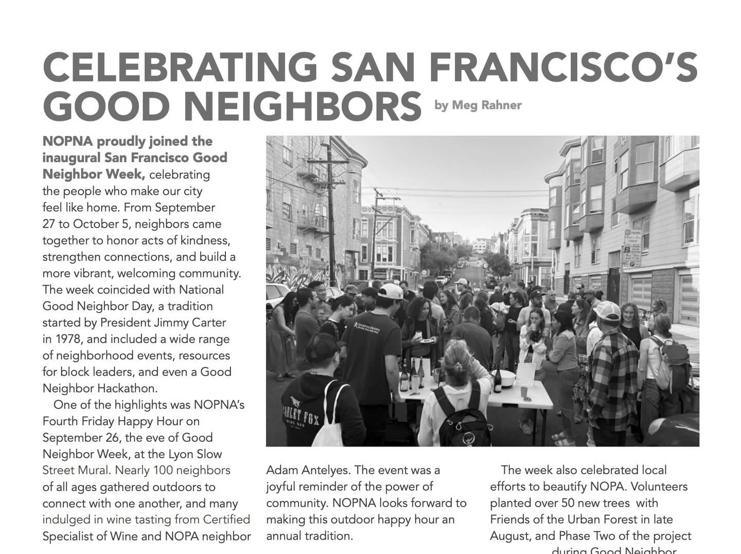 Thank you @nopna_org for sharing the SF Good Neighbor Week love in your newsletter :)