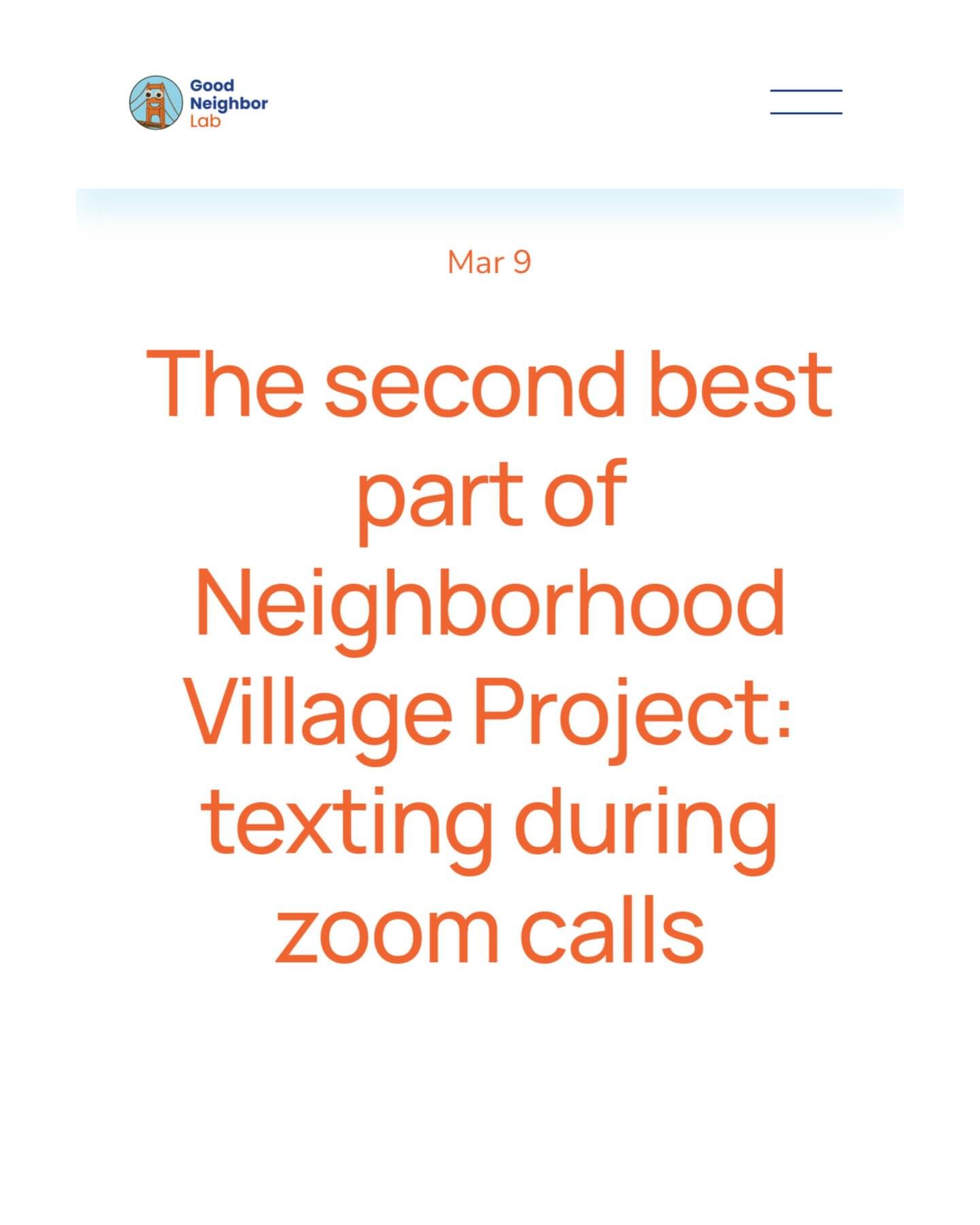 The second best part of @neighborhood.narratives was texting during zoom calls