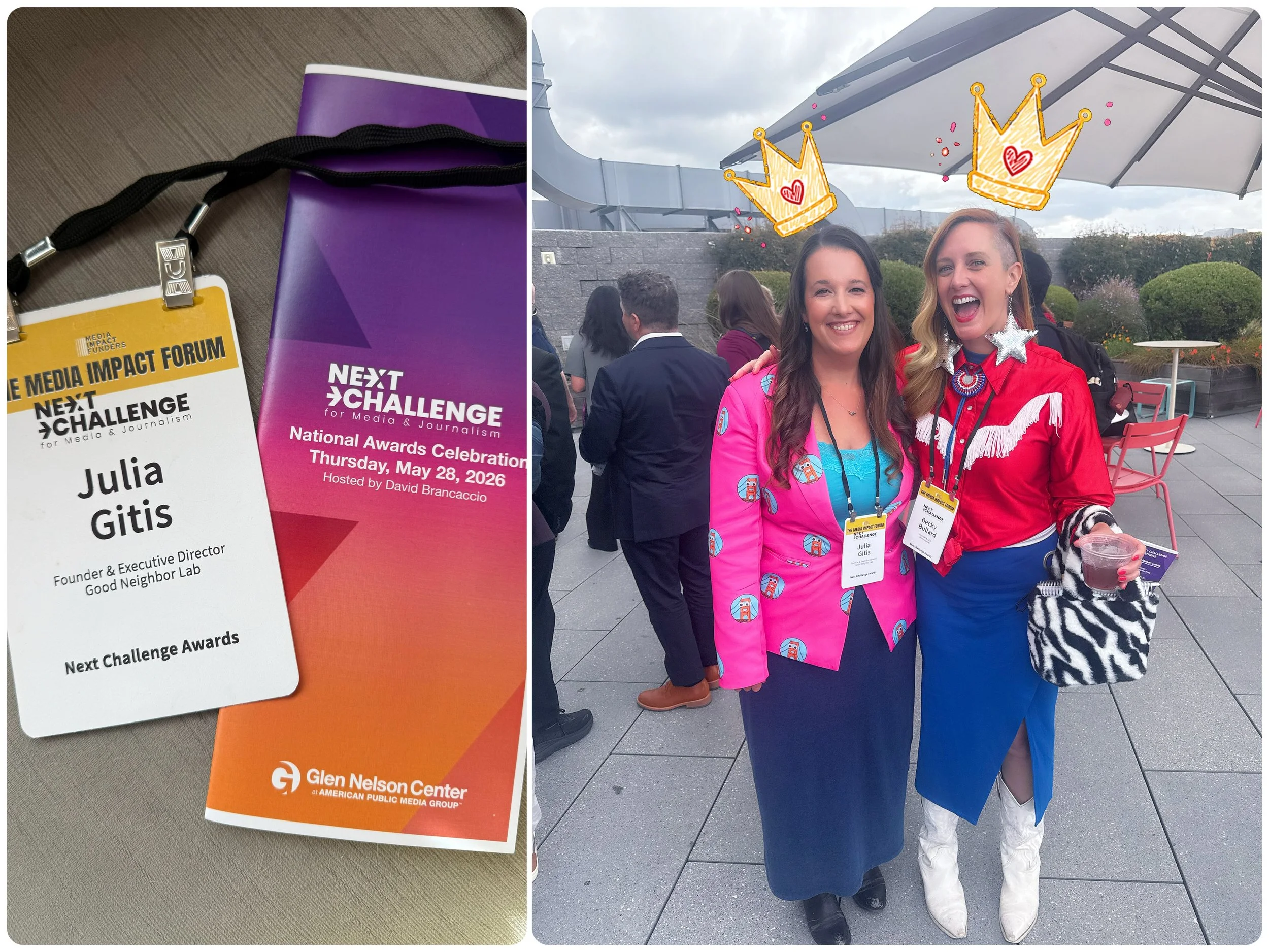 🙏 Grateful to attend the Next Challenge for Media &amp; Journalism awards today at the Media Impact Forum. It&rsquo;s been a year since I won the 2025 Grand Prize, which was so impactful for me. (I used the prize money to build a better prototype of