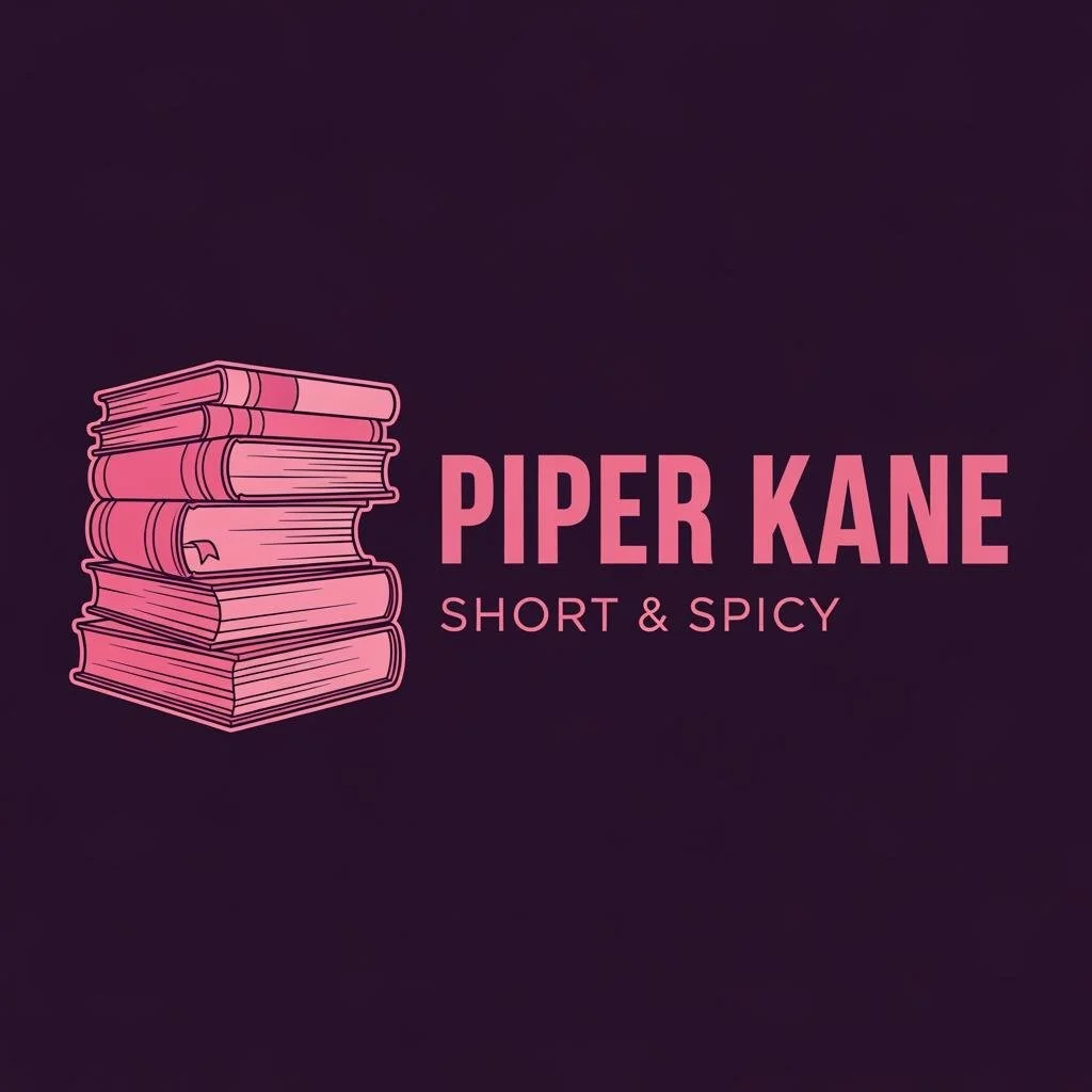 A graphic of a stack of pink books next to the text 'Piper Kane Short & Spicy' on a dark background.