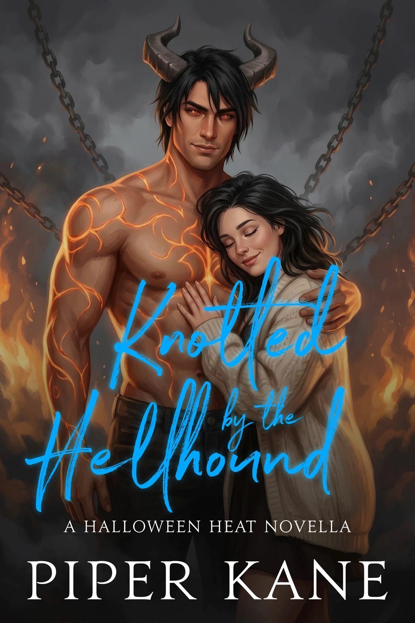 Book cover for Knotted by the Hellhound by Piper Kane (Halloween Heat series)