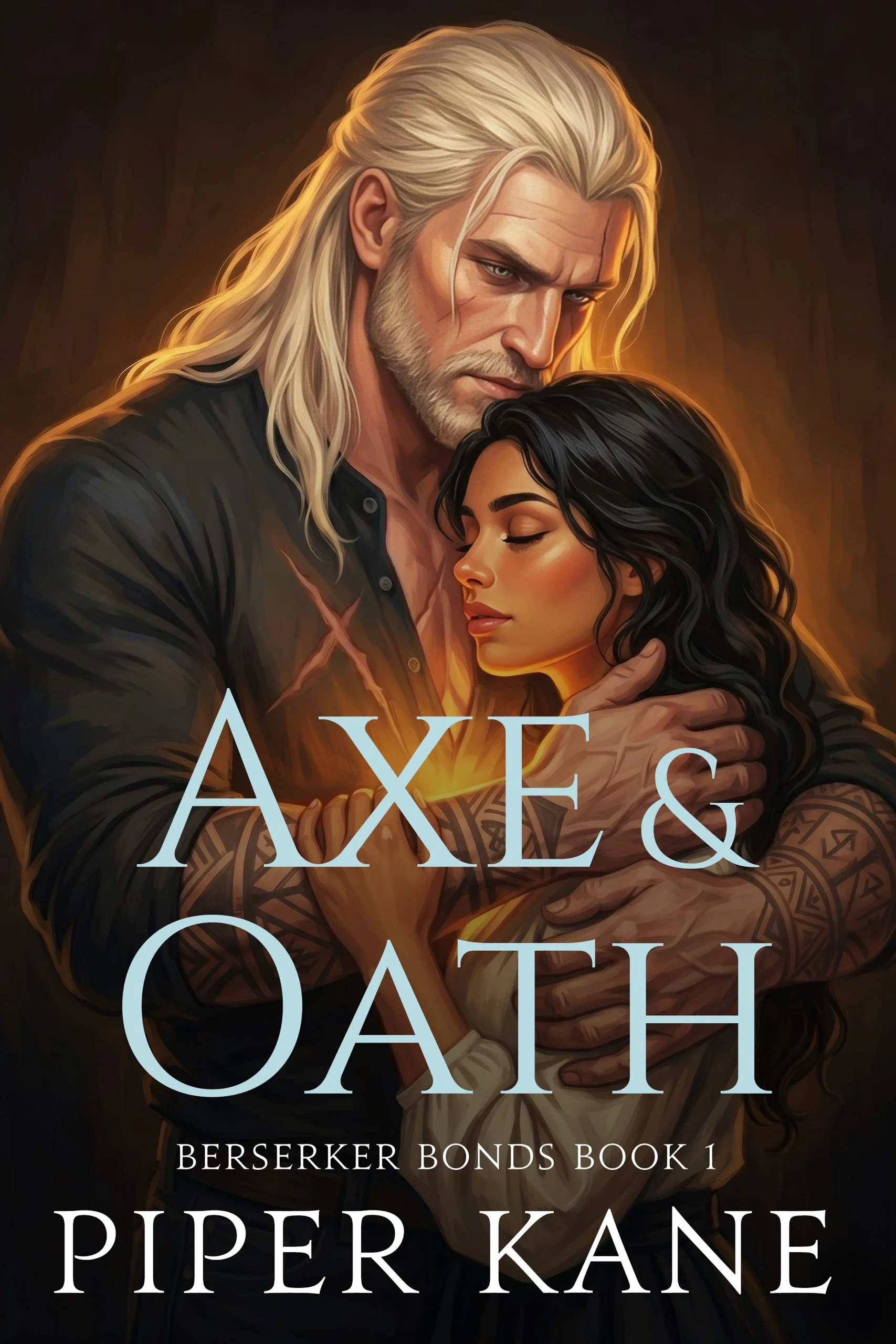 Book cover for Axe & Oath, from the Berserker Bonds series by Piper Kane