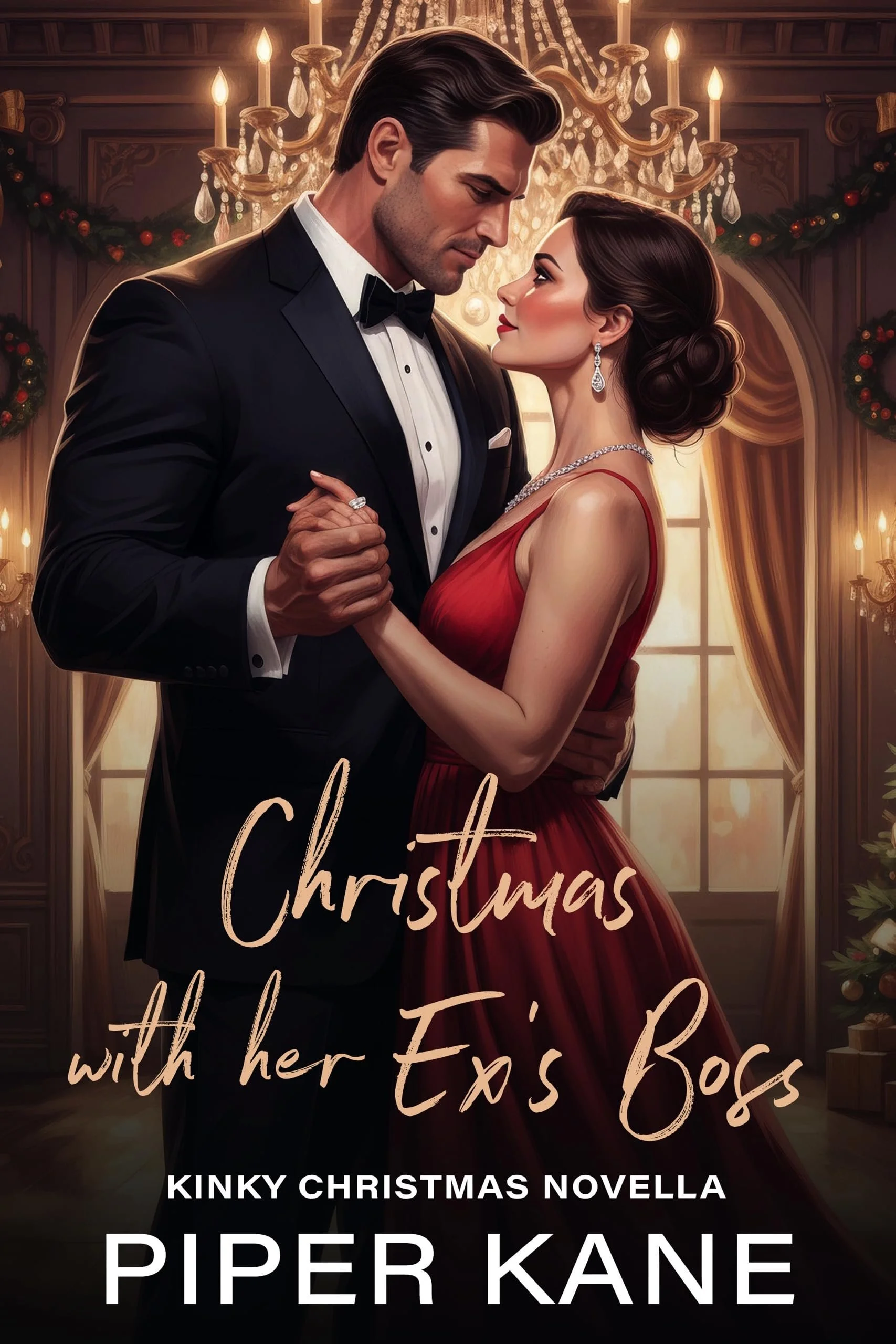 Book cover for Christmas with her Ex’s Boss by Piper Kane (Kinky Christmas series)