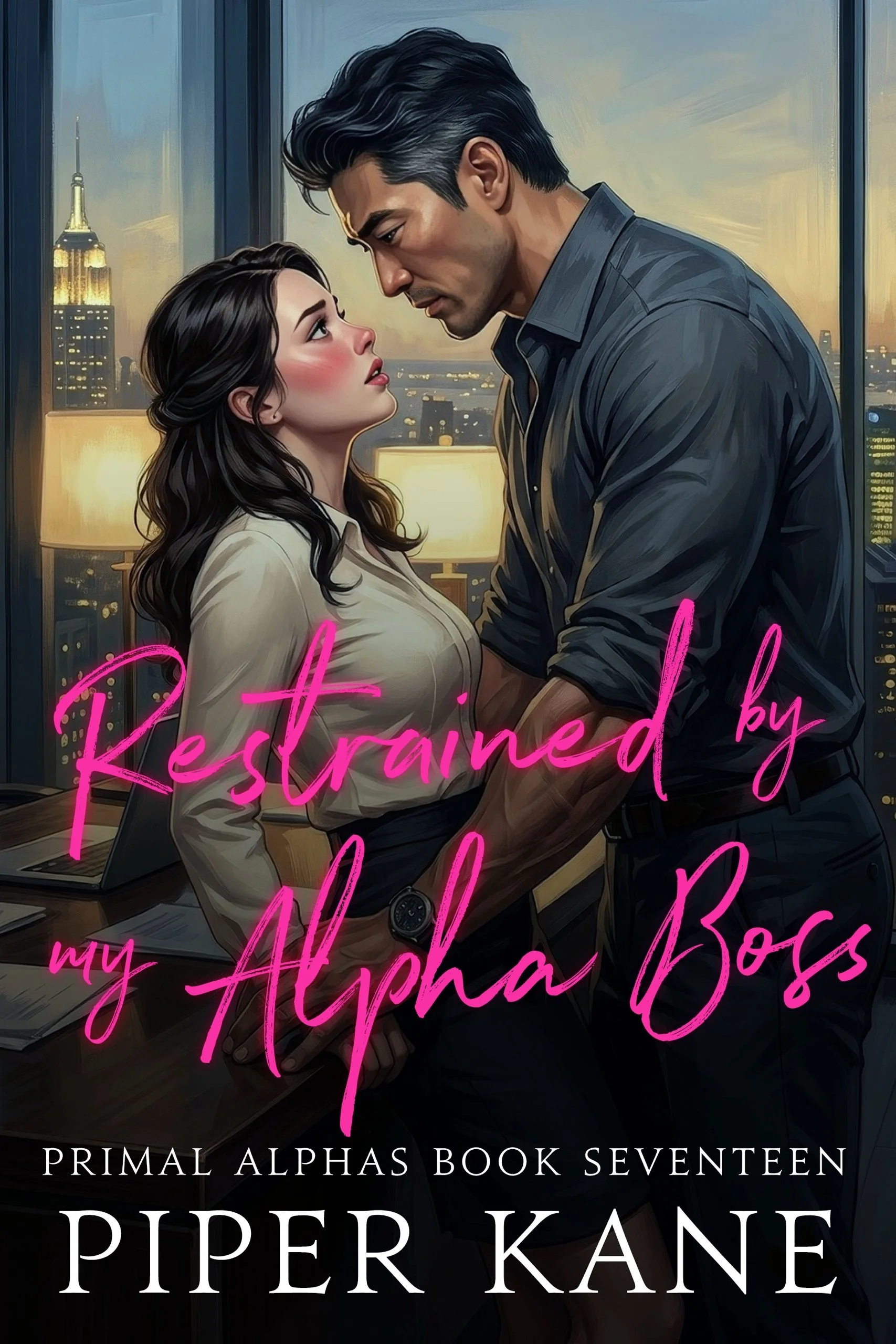 Book cover for Restrained by my Alpha Boss by Piper Kane (Primal Alphas series)