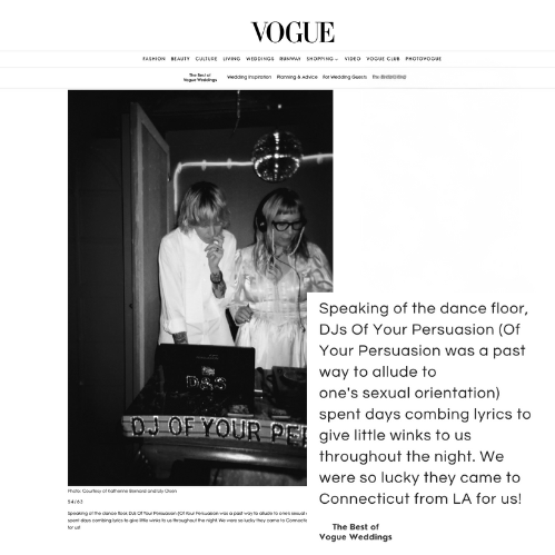 Featured in Vogue Wedding Best DJ Duo from LA to Connecticut 