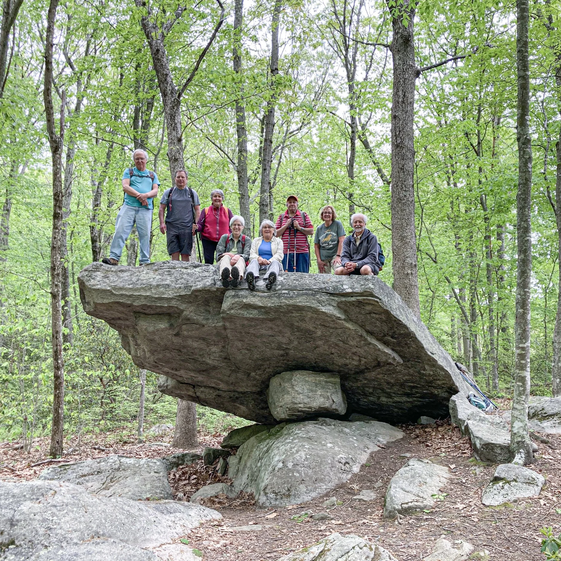Hikers on rock