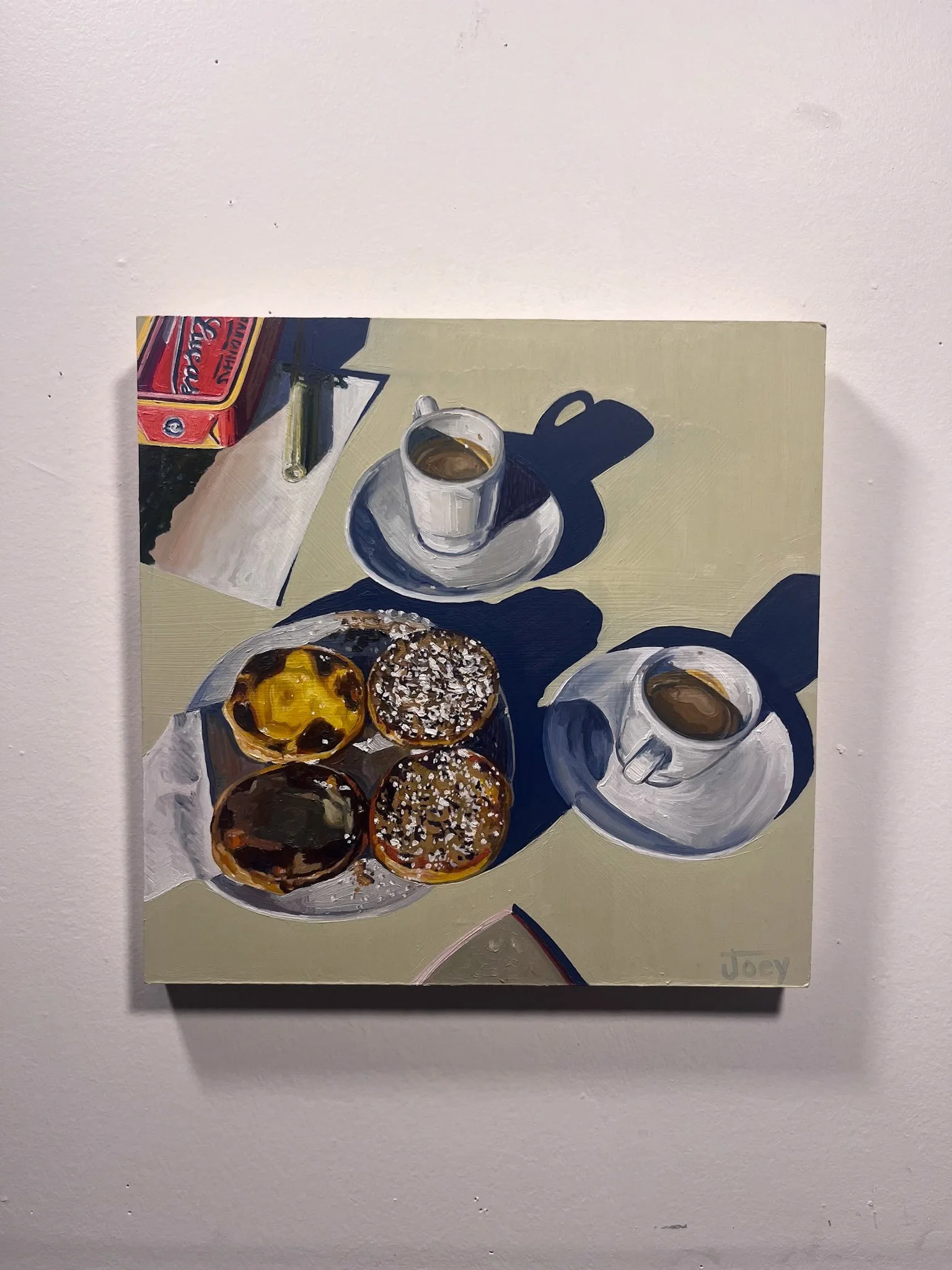 “Café com suco de laranja”, Oil on panel, 12 x 12 inches, February 2025