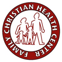 FAMILY CHRISTIAN HEALTH CENTER logo with a red circular border and white background, featuring a line drawing of a family with two adults and two children.