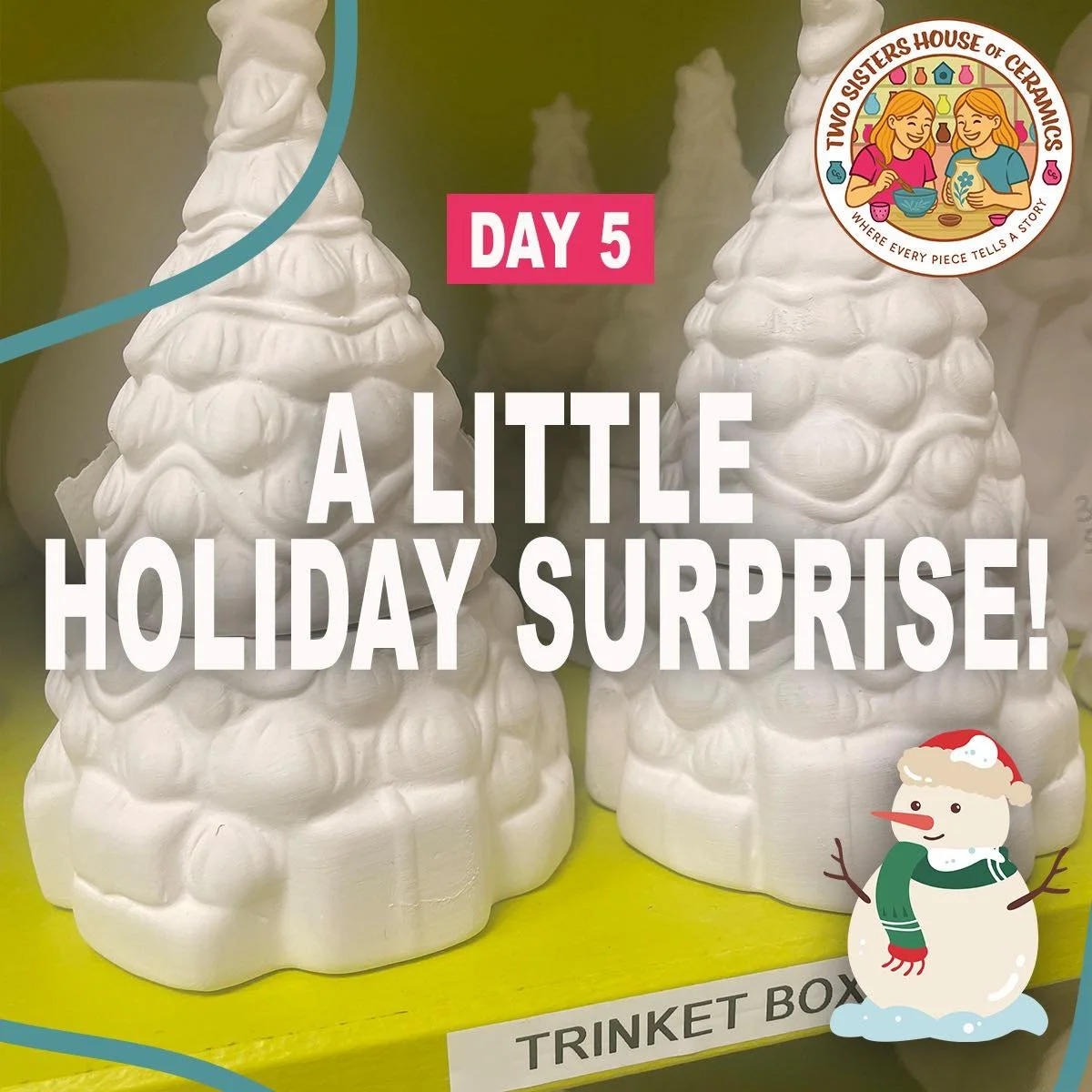 🎄 DAY 5 &mdash; A LITTLE HOLIDAY SURPRISE!

On the fifth day of Christmas, Two Sisters gave to me&hellip;
✨ 20% OFF ALL TRINKET BOXES! ✨

These adorable Christmas tree trinket boxes (and ALL other styles on the shelf) are 20% off THIS Saturday &amp;