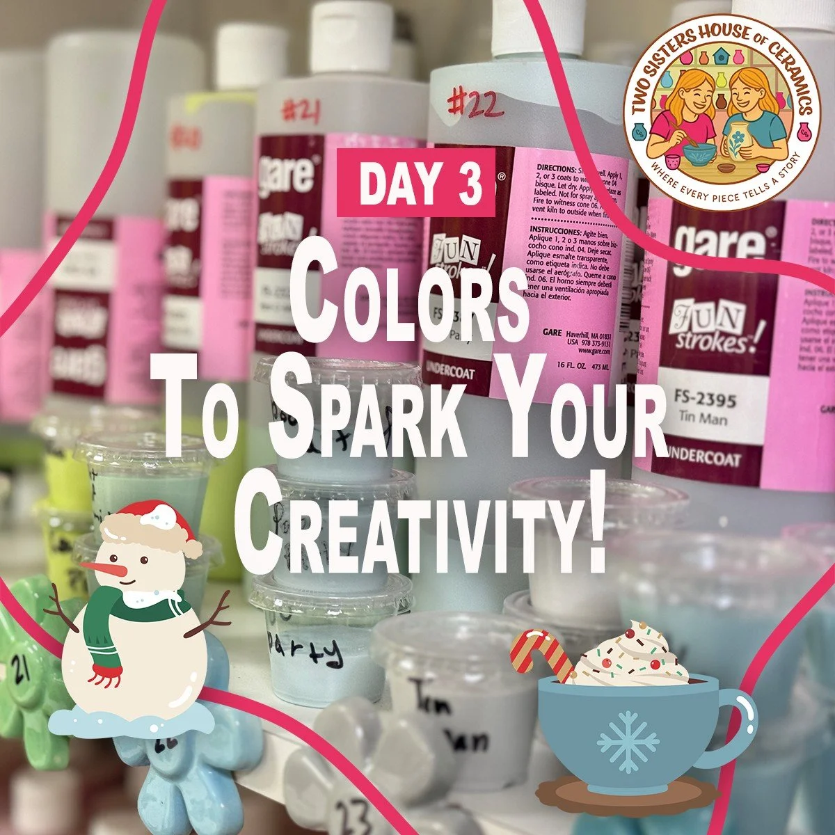 🎄 DAY 3 &mdash; THREE COLORS TO START THE MAGIC!

On the third day of Christmas, Two Sisters gave to me&hellip;
✨ Three bright colors to spark your creativity! ✨

Pick your shades, grab a brush, and let the holiday magic flow.
Whether you're paintin