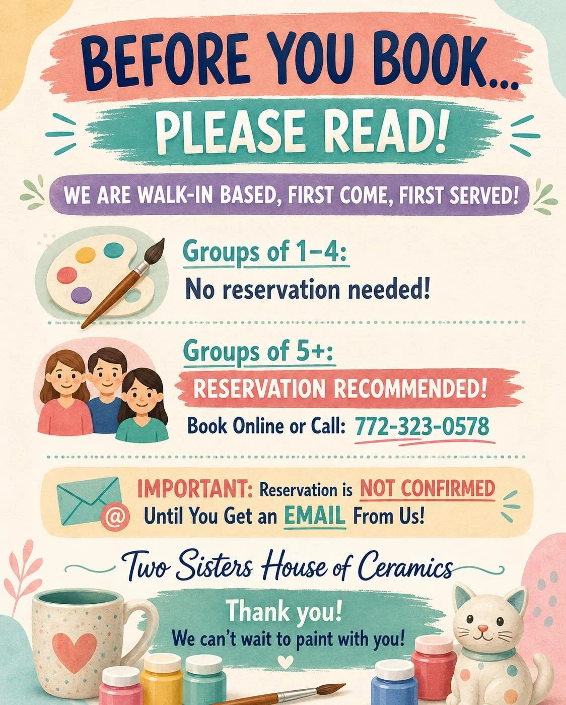 🎨 BEFORE YOU BOOK&hellip; PLEASE READ! 🎨

We absolutely love seeing everyone come paint with us, and we want every guest to have the best experience possible. 💛

Lately, we&rsquo;ve had several situations where guests submit a reservation request 