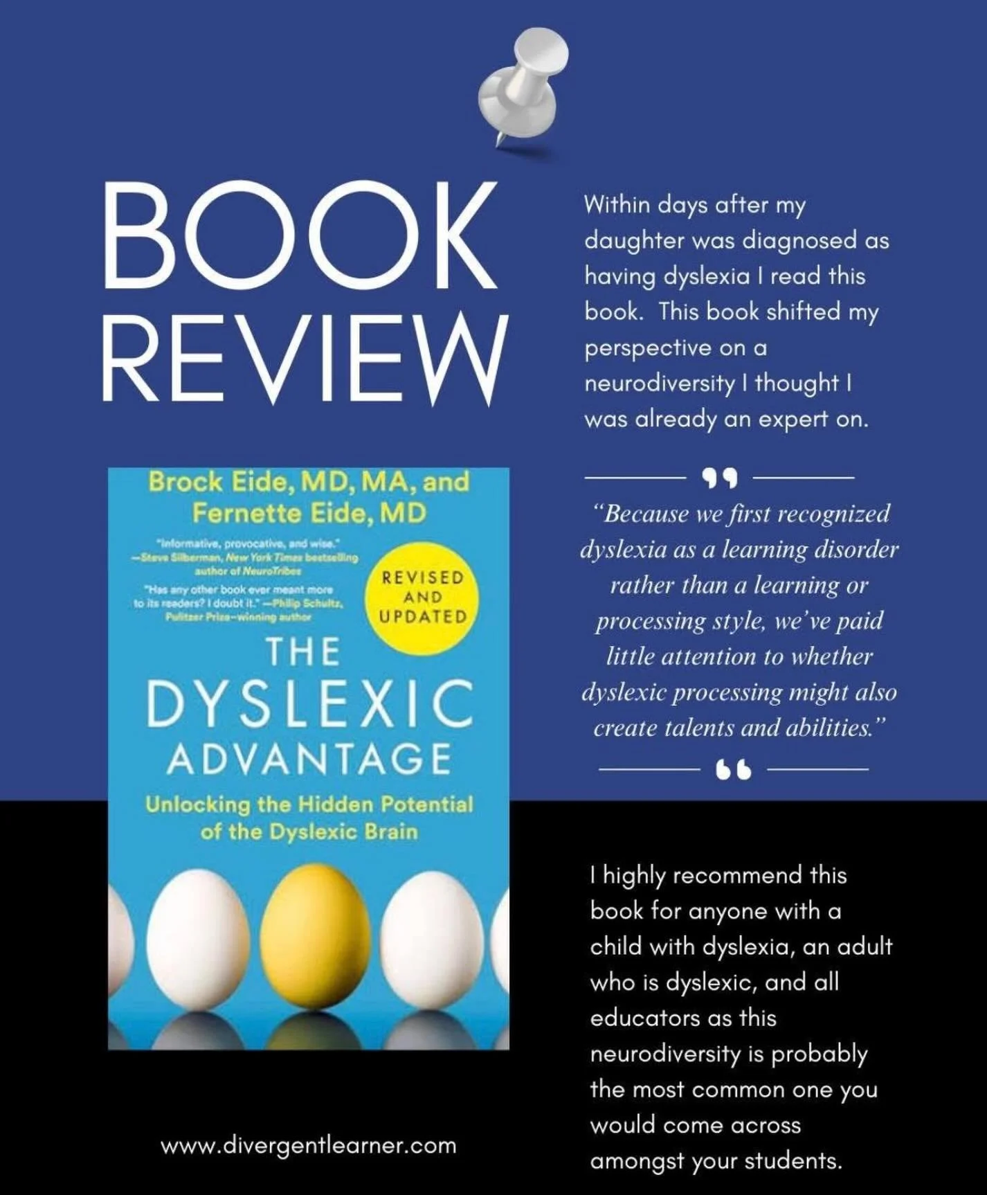 Within days after my daughter was diagnosed as having dyslexia I read this book.  This book shifted my perspective on a neurodiversity I thought I was already an expert on.

&ldquo;Because we first recognized dyslexia as a learning disorder rather th