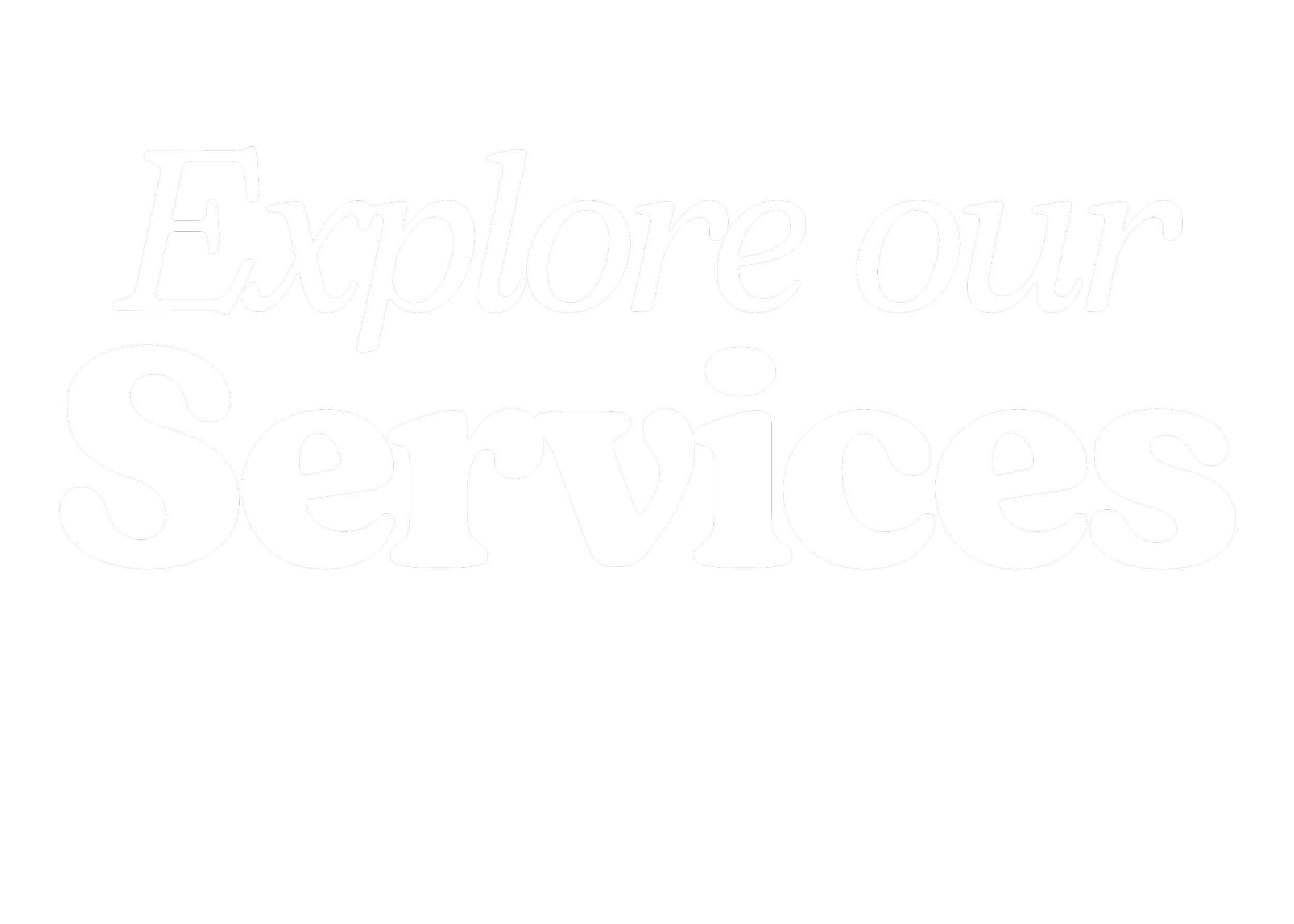 Black background with white text that says "Explore our Services"