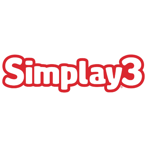 Simplay 3 logo in red and white text