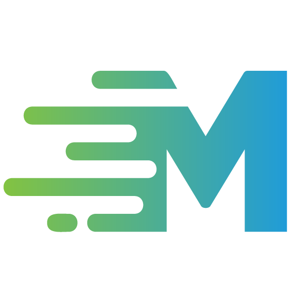 Colorful abstract digital graphic with overlapping ribbon-like shapes in green, blue, and teal hues.