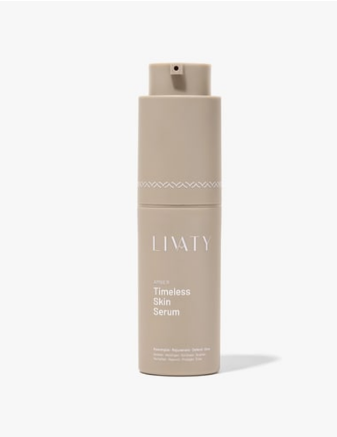 Bottle of LITAT Timeless Skin Serum on a plain white background.