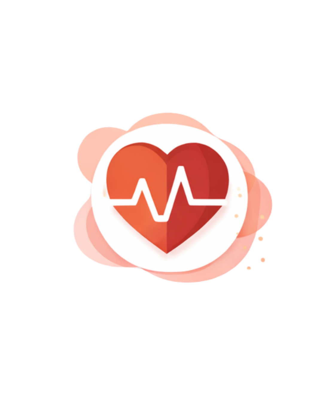 A graphic of a red heart with a white electrocardiogram line inside, surrounded by light pink abstract shapes.