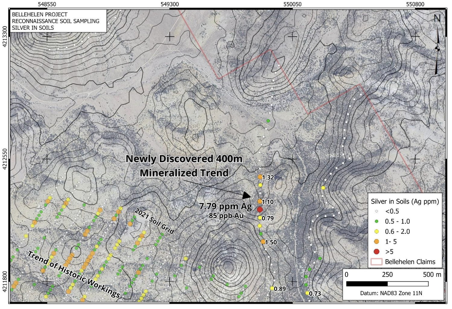 Excalibur Metals Sampling Reveals a New, Broad Precious Metals Trend at Bellehelen Project in Nevada
