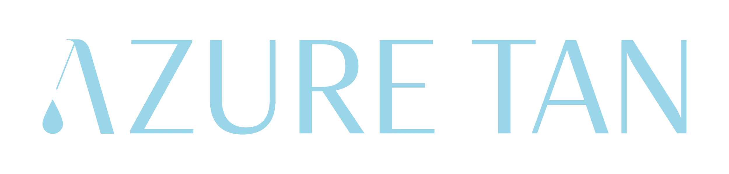 The logo word Azure Tan in light blue text with a water droplet icon to the left of the text.
