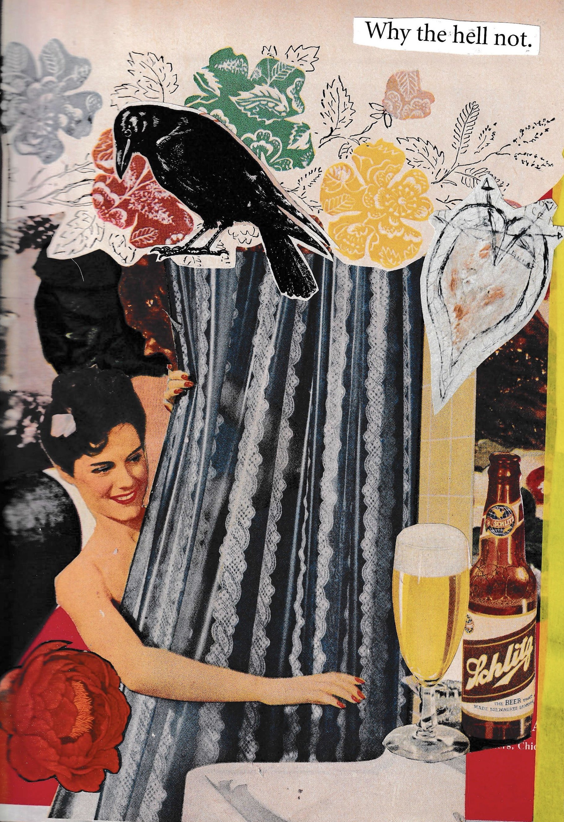 woman in shower reaching for beer collage
