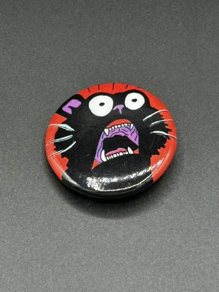 Expressive Cat Art Button